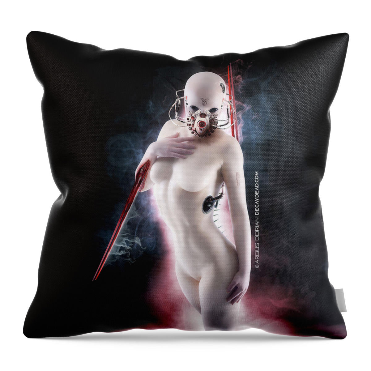 Argus Dorian Throw Pillow featuring the digital art Elina the first Hybrid Assassin v2 by Argus Dorian