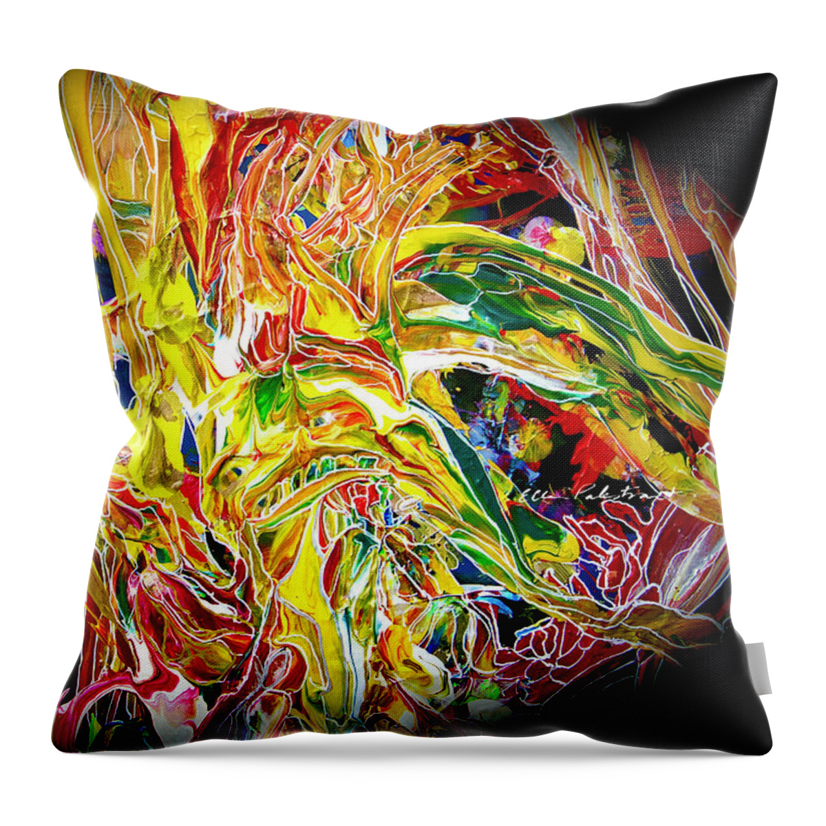 Wall Art Throw Pillow featuring the painting The Multi-Colored Spherical by Ellen Palestrant