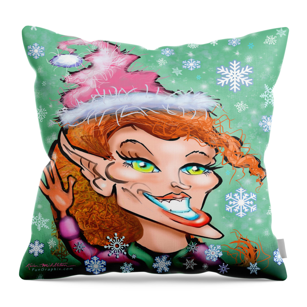 Christmas Throw Pillow featuring the digital art Christmas Elf by Kevin Middleton