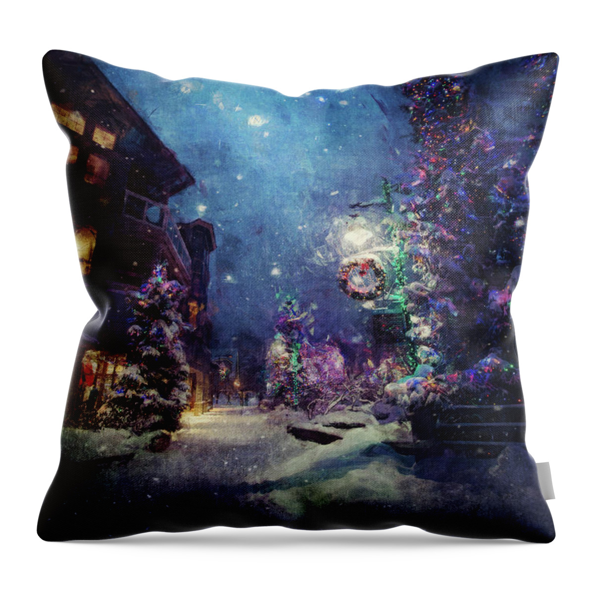 Christmas Throw Pillow featuring the digital art Season's Greetings by Phil Perkins