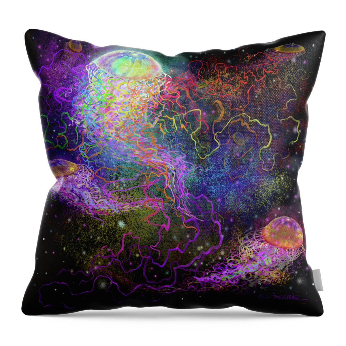 Cosmic Throw Pillow featuring the digital art Cosmic Celebration by Kevin Middleton