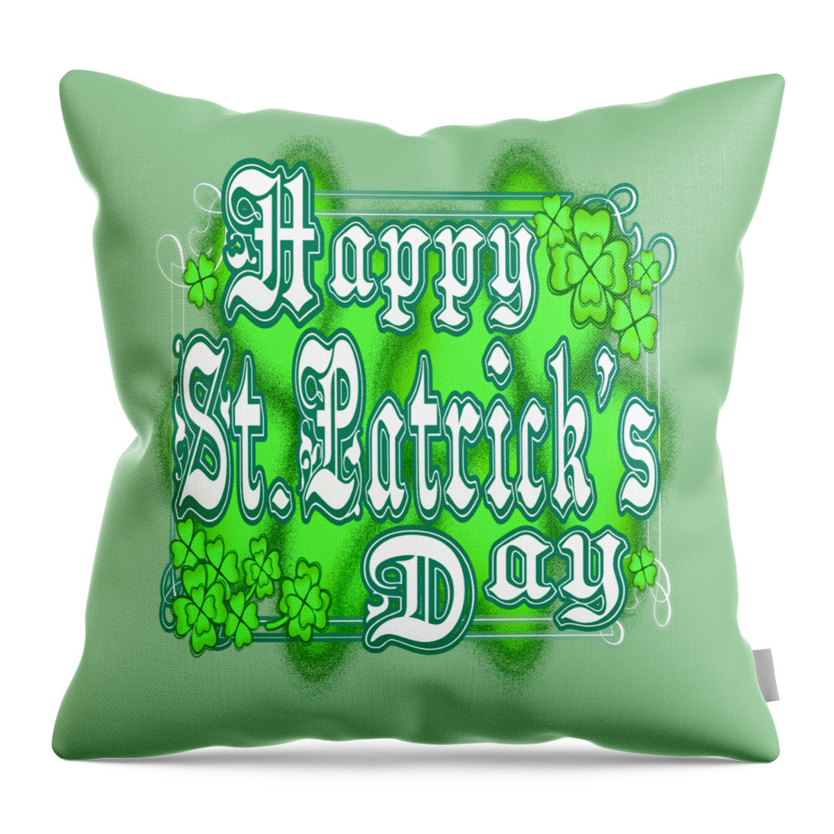 Happy Throw Pillow featuring the digital art Happy St Patrick's Day March 17th by Delynn Addams