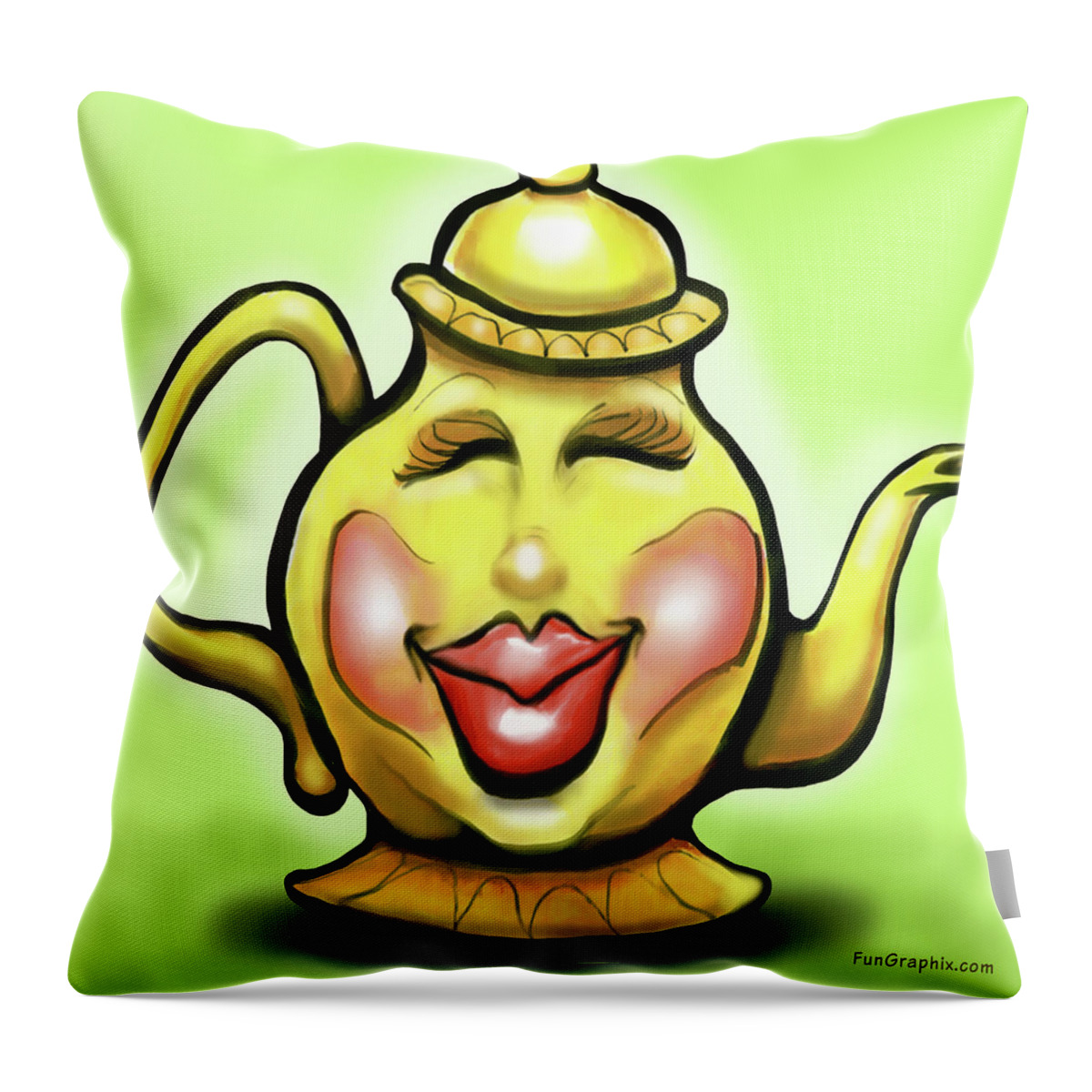 Tea Throw Pillow featuring the digital art Teapot by Kevin Middleton