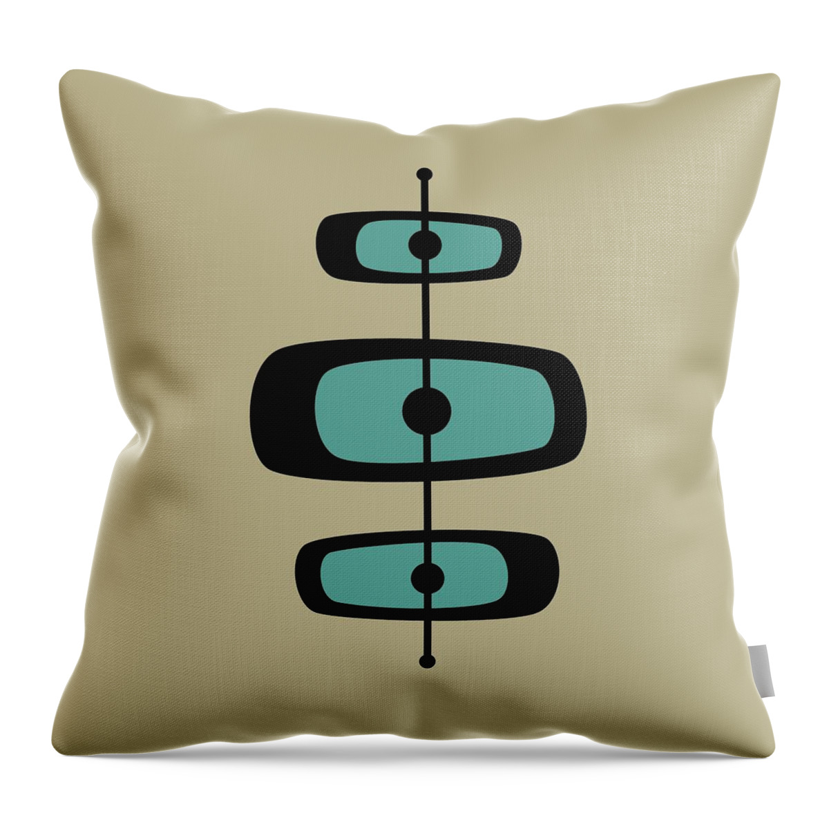 Mid Century Modern Throw Pillow featuring the digital art Two Toned Mid Century Oblongs in Teal by Donna Mibus