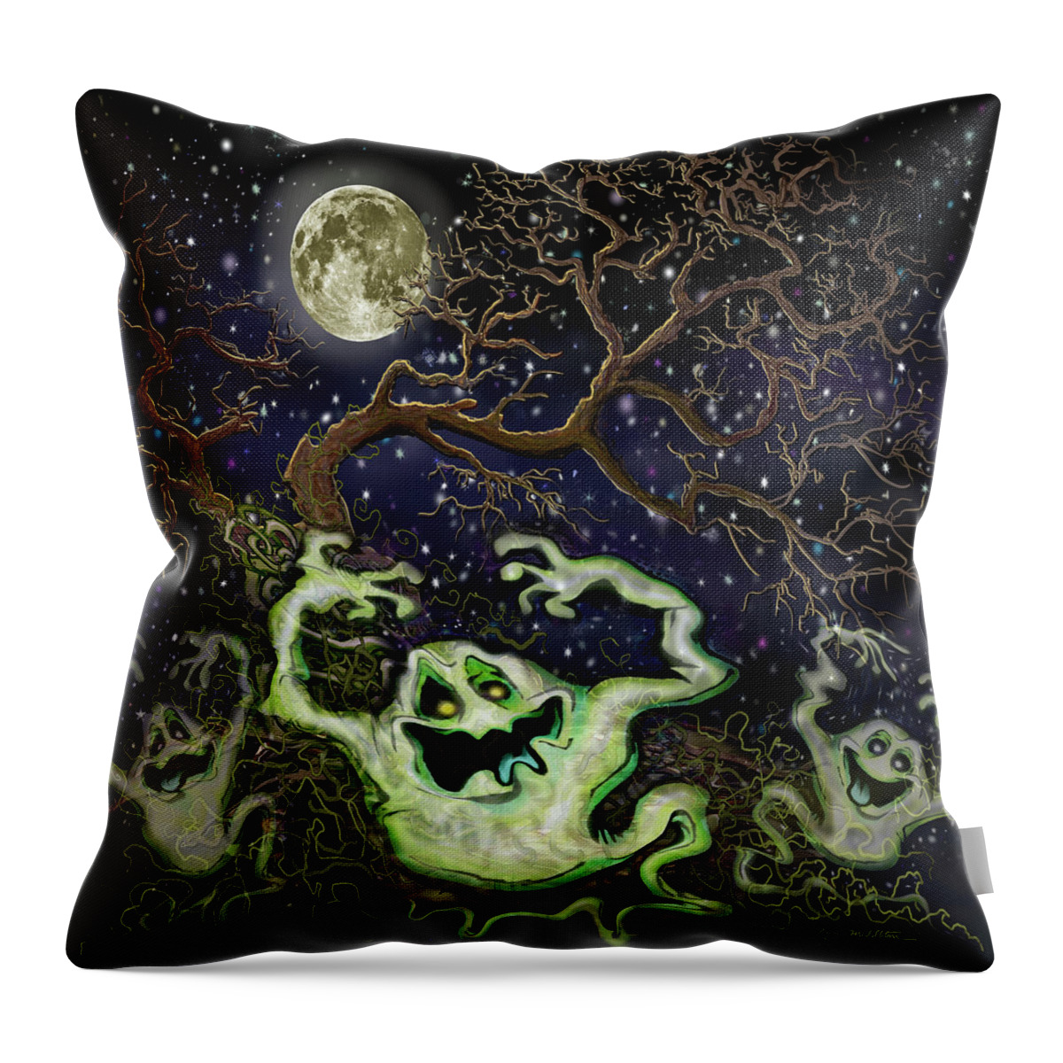 Ghost Throw Pillow featuring the digital art Ghost Tree by Kevin Middleton