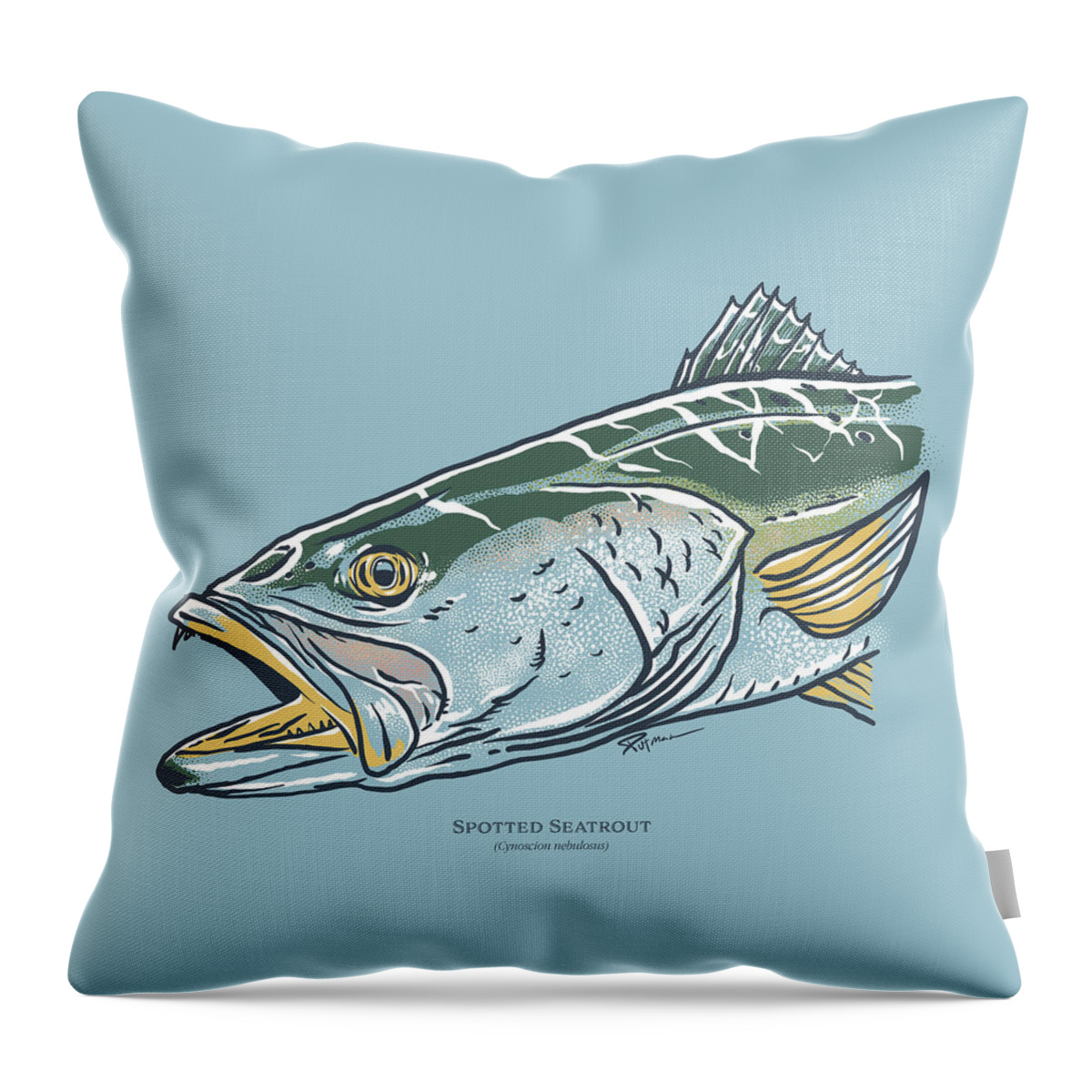 Spotted Seatrout Throw Pillow featuring the digital art Spotted Seatrout by Kevin Putman