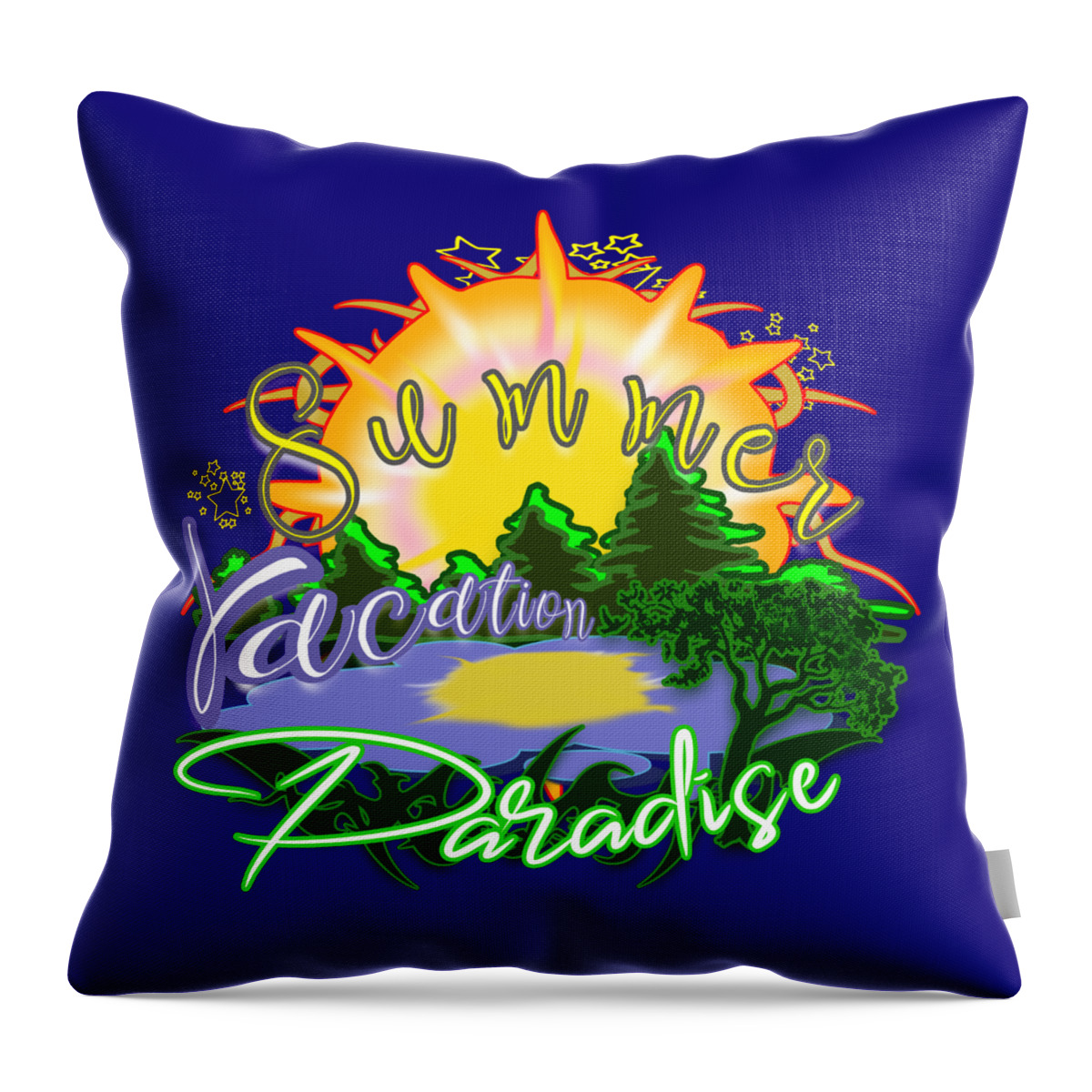Summer Throw Pillow featuring the digital art Summer Vacation Paradise by Delynn Addams