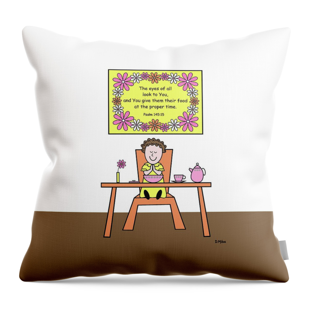 Bible Verse Throw Pillow featuring the digital art Grateful Girl Gives Thanks by Donna Mibus