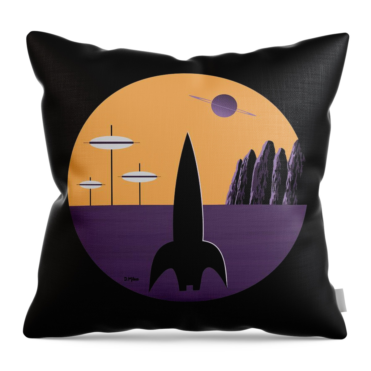 Science Fiction Throw Pillow featuring the digital art Outer Space Scene in Purple by Donna Mibus