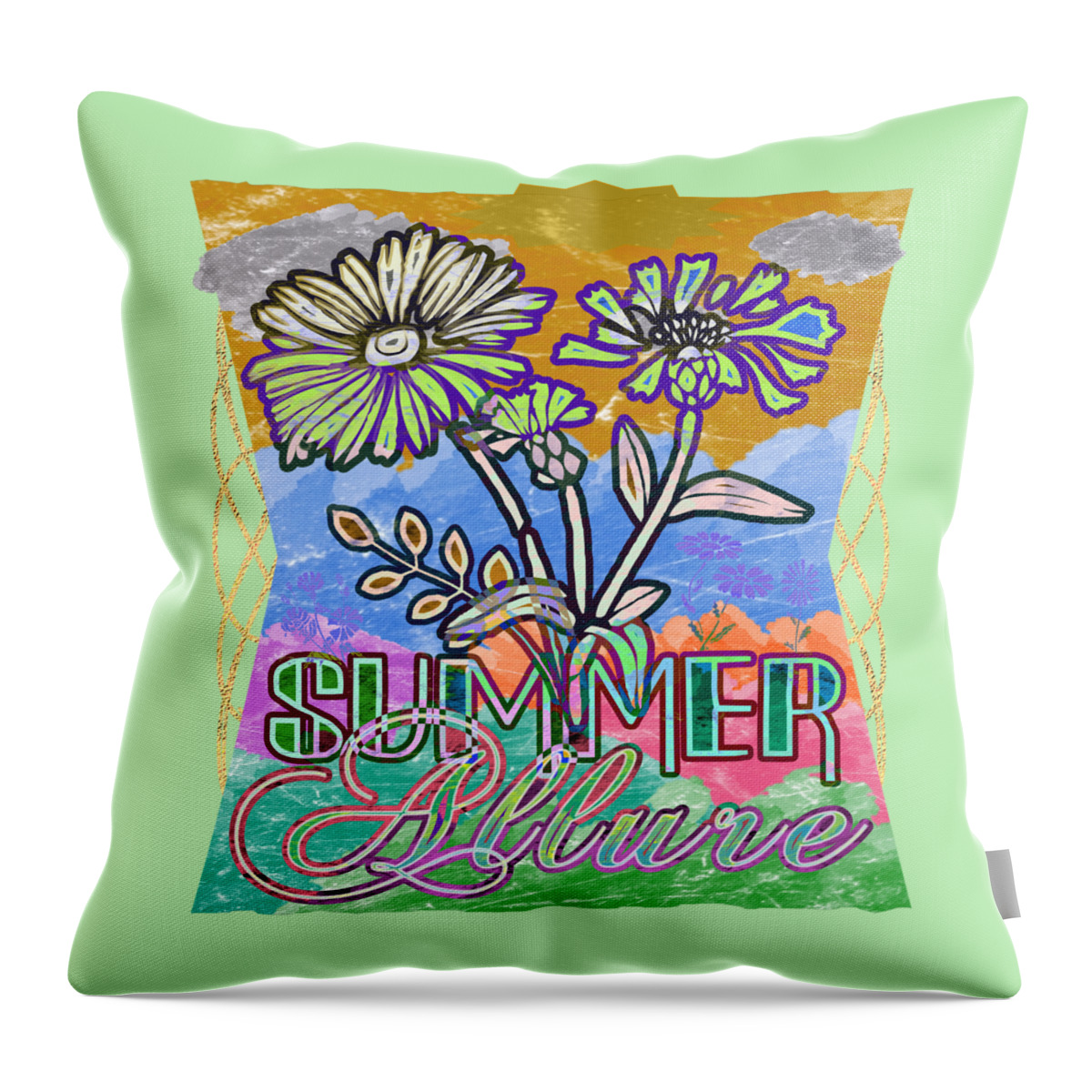 Summer Allure Throw Pillow featuring the digital art Summer Allure Fun in the Sun by Delynn Addams