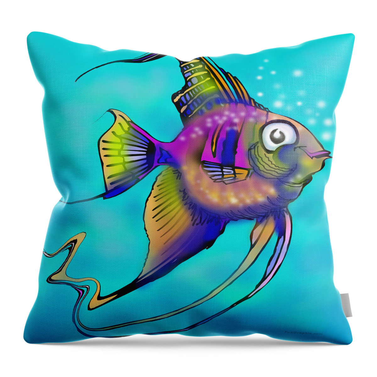 Angelfish Throw Pillow featuring the painting Angelfish by Kevin Middleton