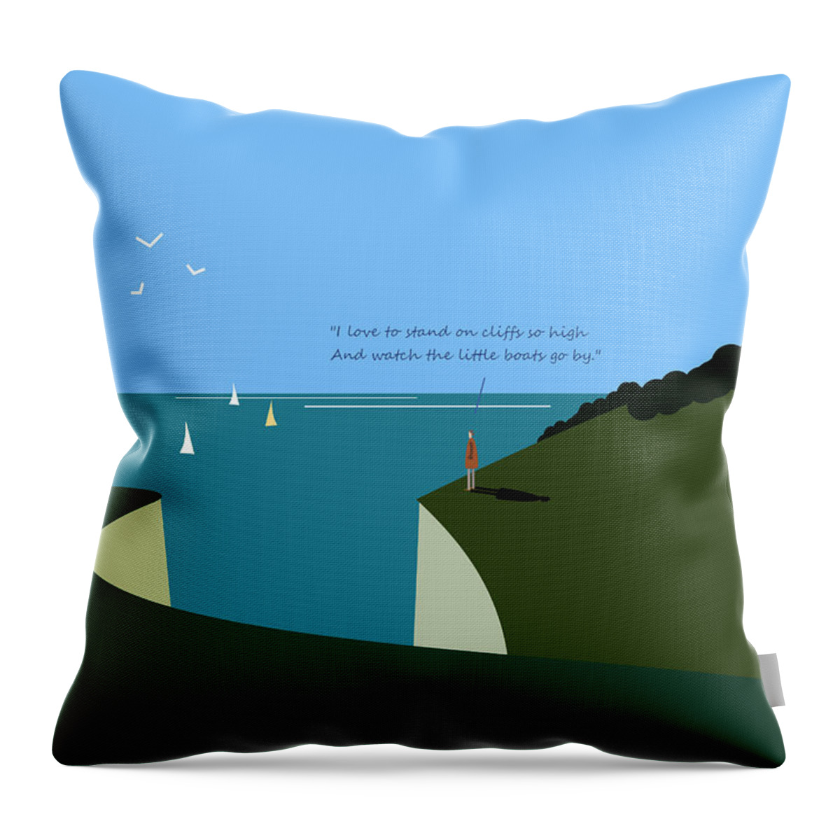 Boats Throw Pillow featuring the digital art As boats go by. by Fatline Graphic Art