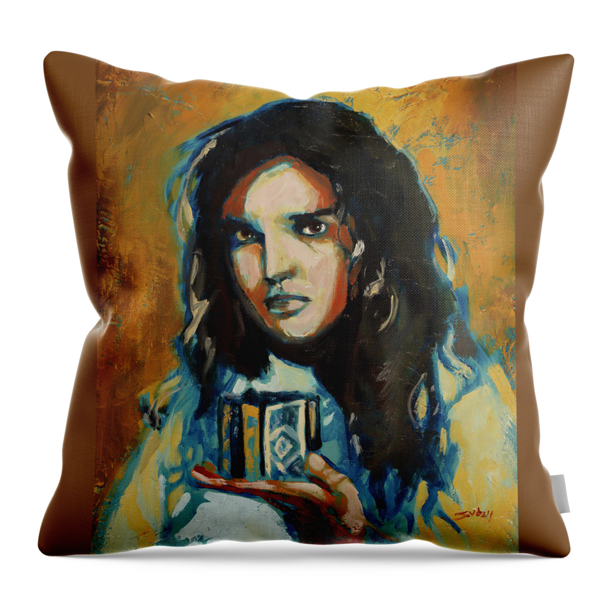 Hellraiser Throw Pillow featuring the painting Ashley Laurence by Sv Bell