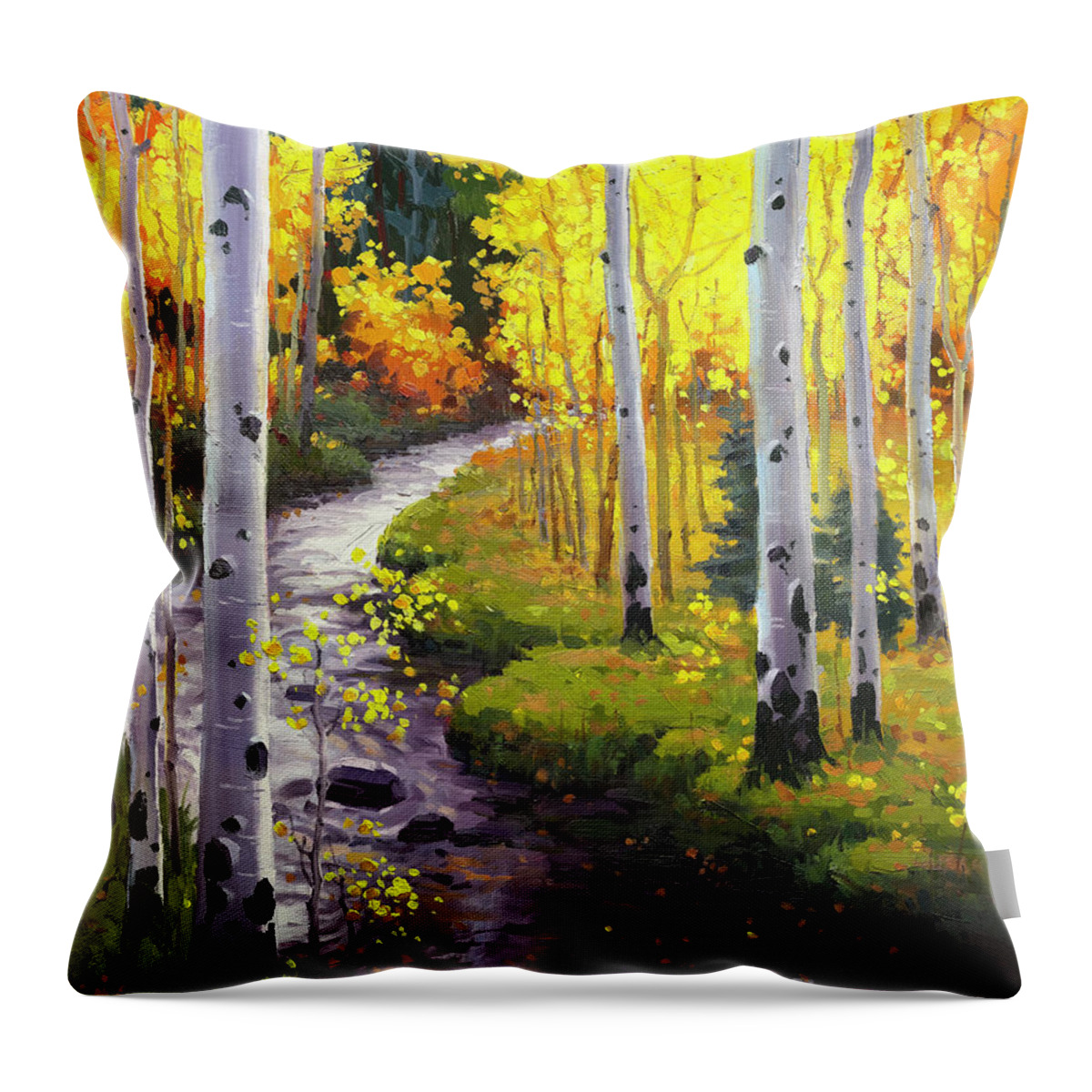 Large Mural Painting Aspen Throw Pillow featuring the painting Aspen Twilight by Gary Kim