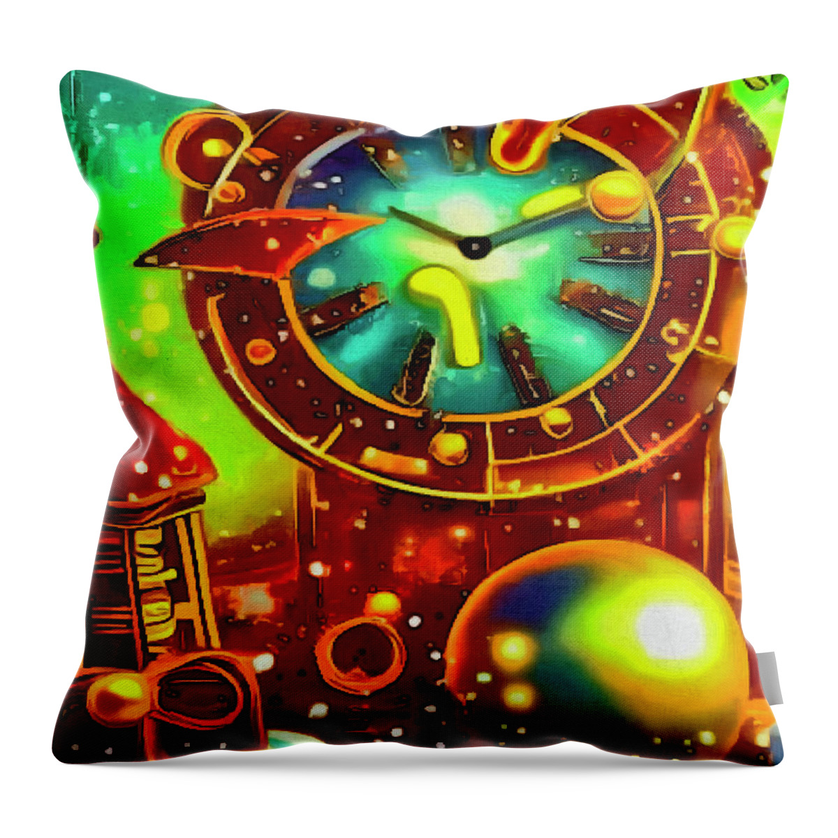  Throw Pillow featuring the digital art Astrological Time Pieces 3 by Michelle Hoffmann