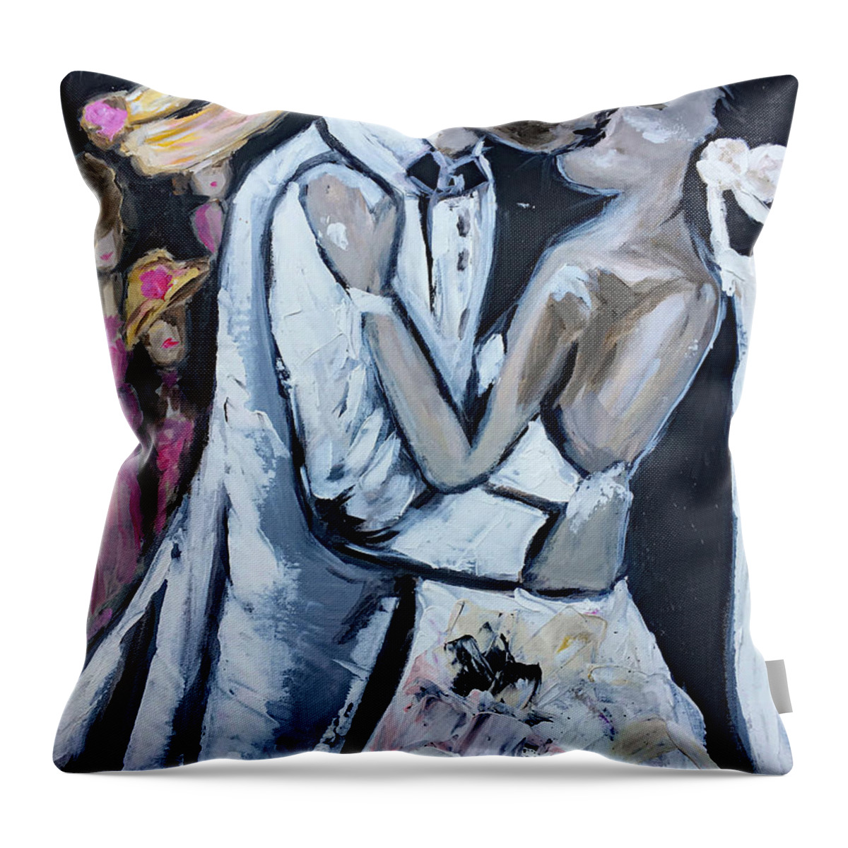Wedding Throw Pillow featuring the painting At Last by Roxy Rich