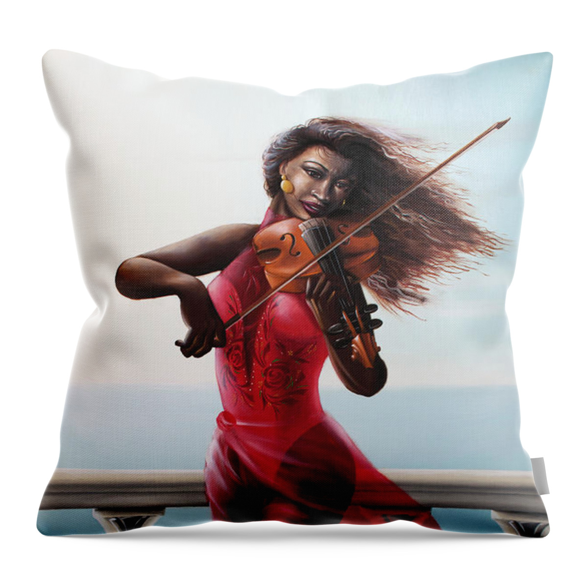 Portraits In Sounds Throw Pillow featuring the painting At Sea by Clement Bryant