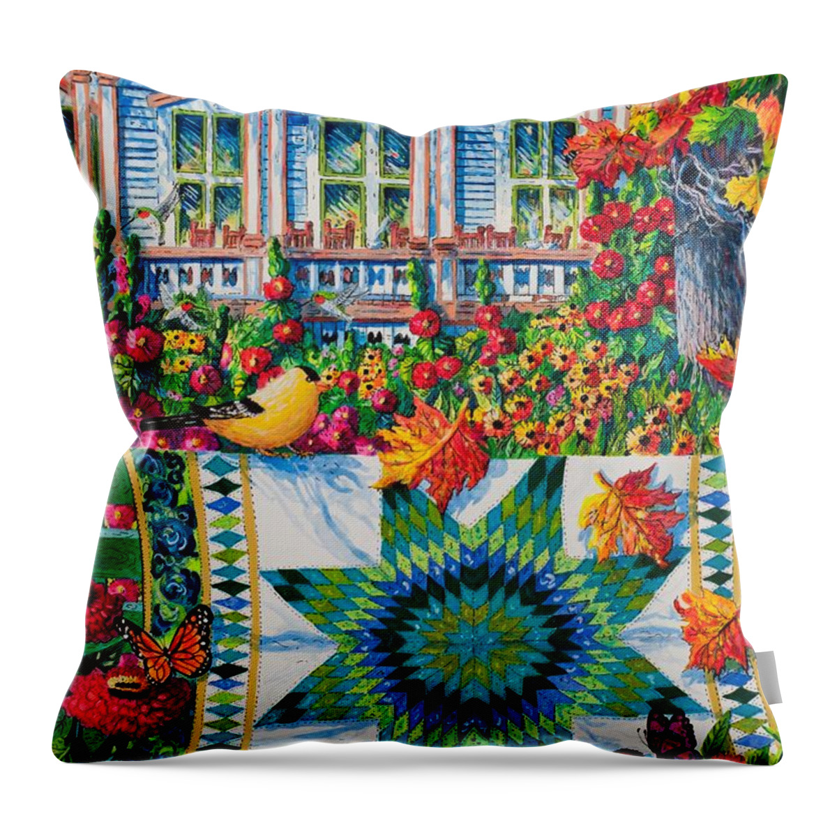 Quilt Throw Pillow featuring the painting Athenaeum Autumn by Diane Phalen