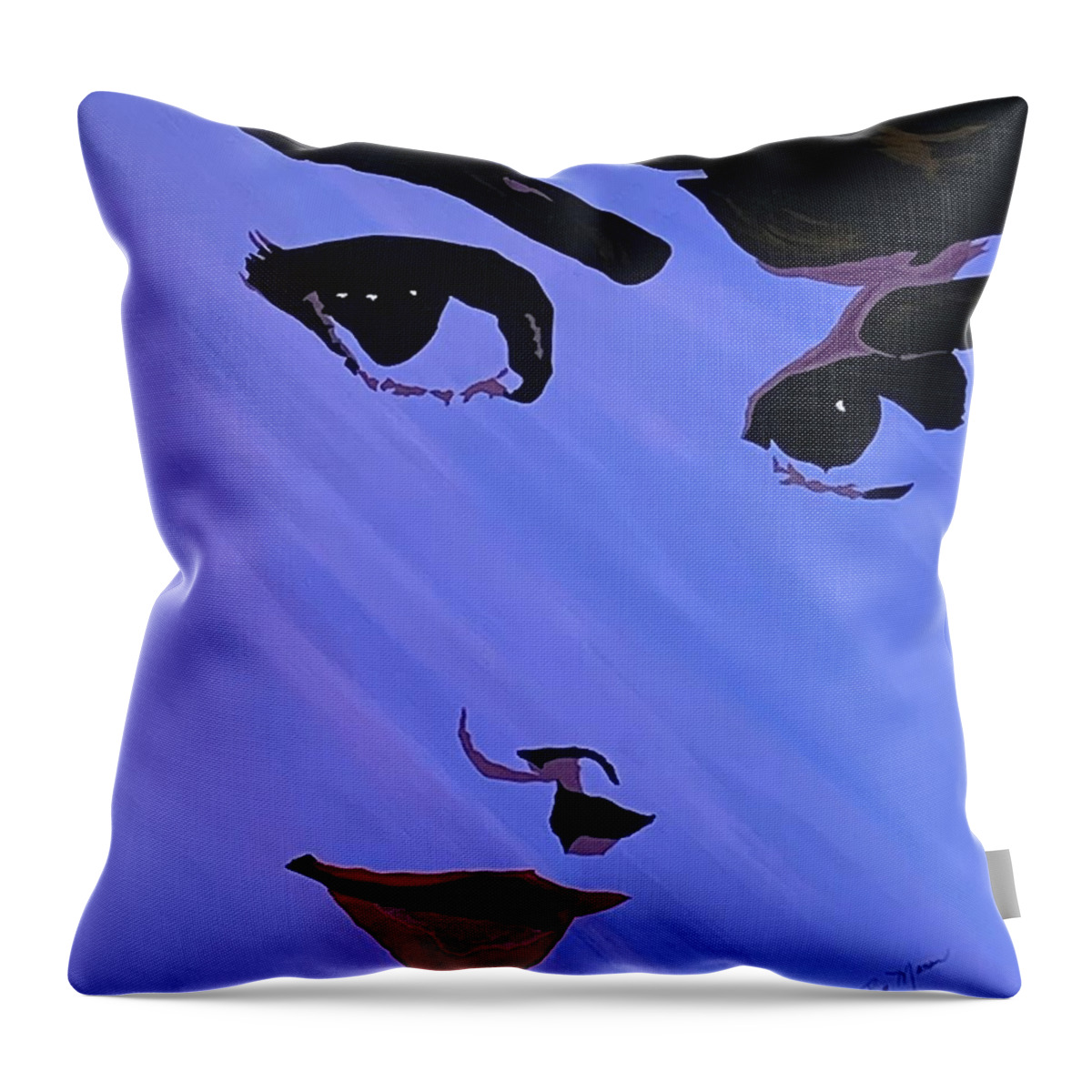  Throw Pillow featuring the painting Audrey Hepburn by Bill Manson