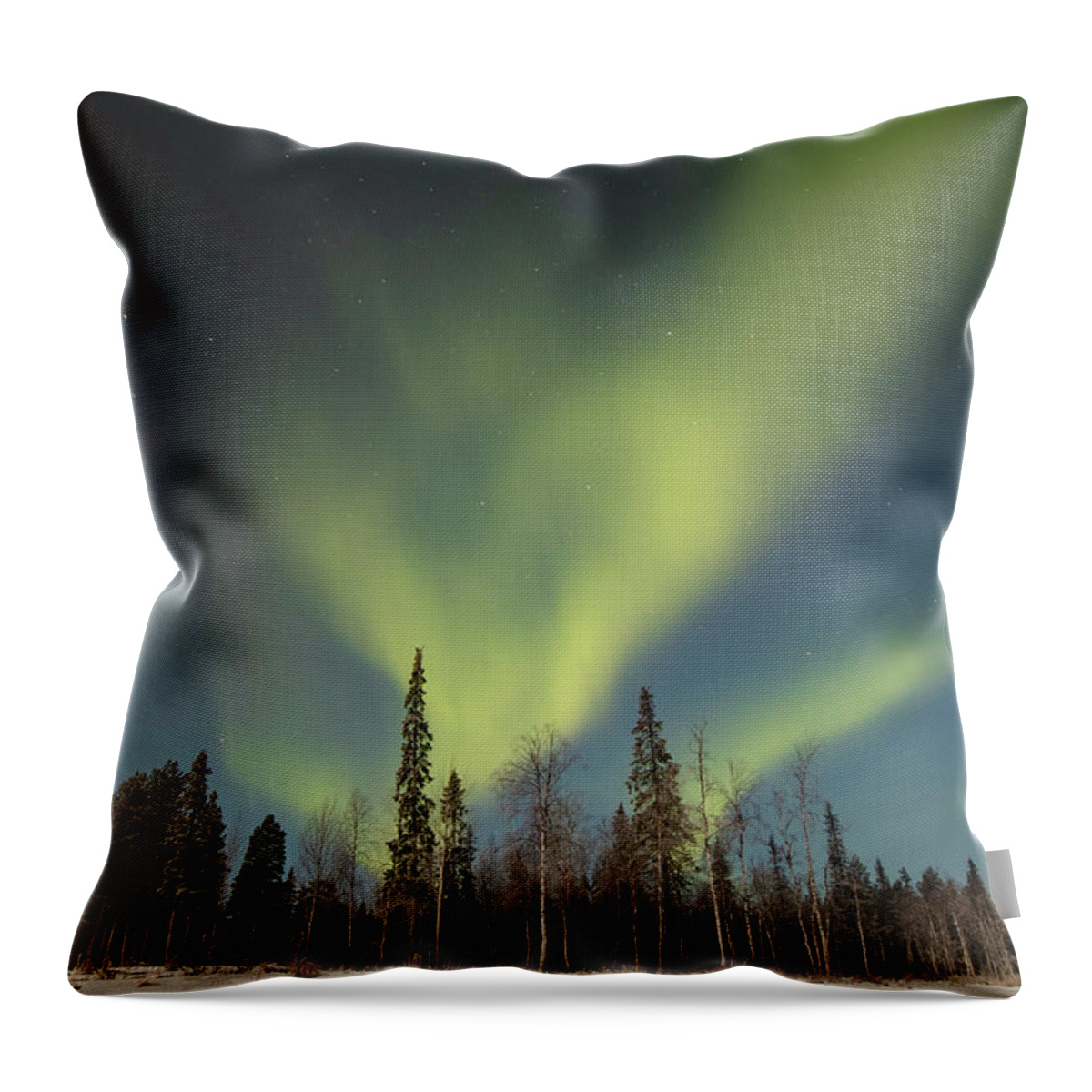 Aurora Borealis Throw Pillow featuring the photograph Dance of wild nature - Aurora borealis by Vaclav Sonnek