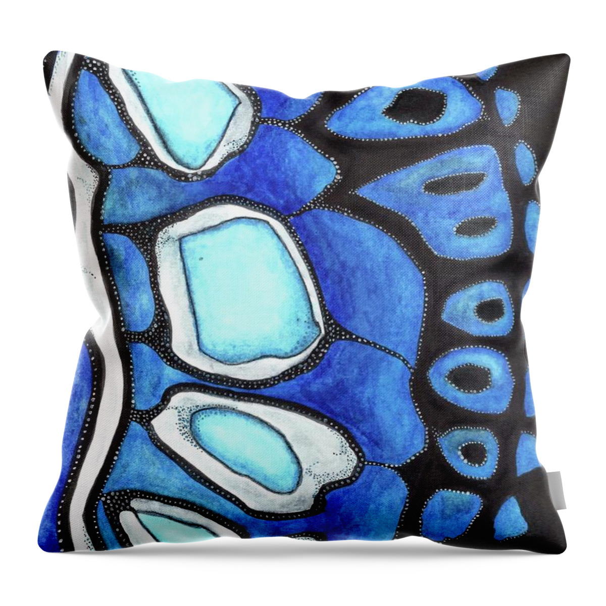 Blue Throw Pillow featuring the painting Australian Blue Cracker by Misty Morehead