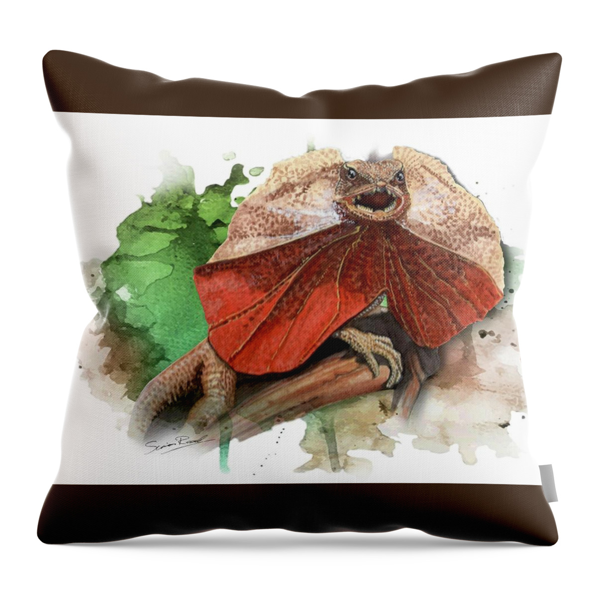 Art Throw Pillow featuring the painting Australian Frilled Necked Lizard by Simon Read