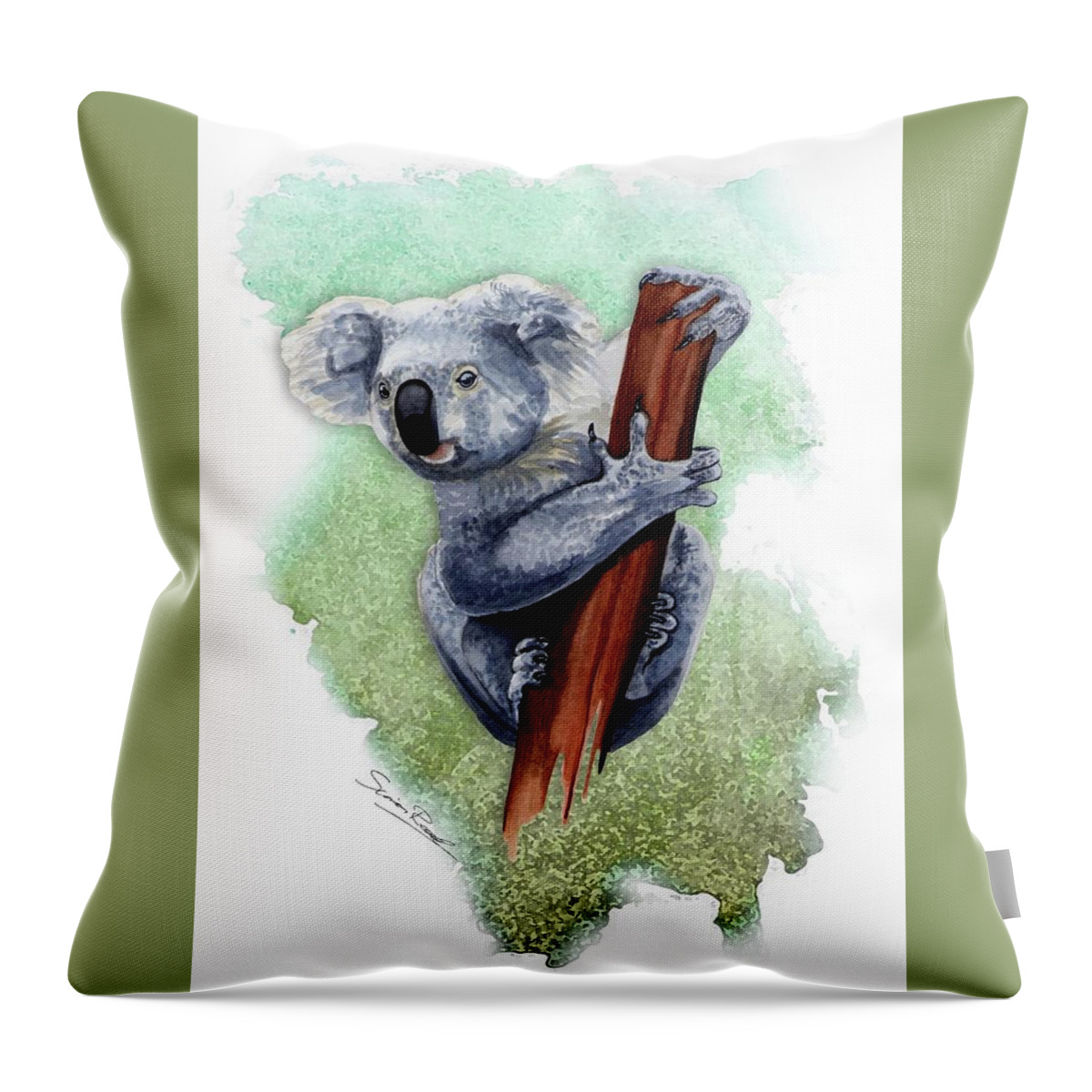 Art Throw Pillow featuring the painting Australian Koala by Simon Read