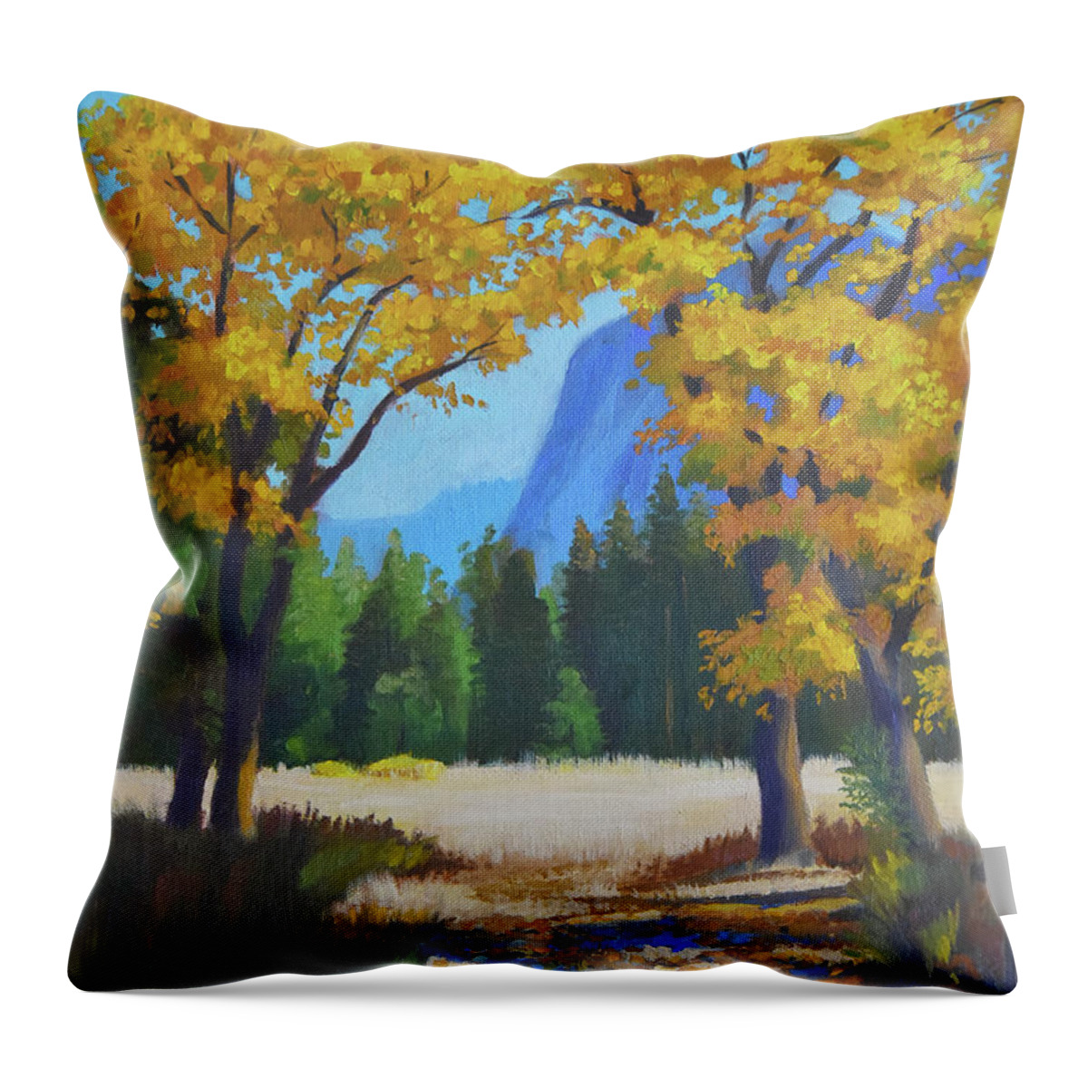 Autumn Throw Pillow featuring the painting Autumn Gold by Alice Leggett