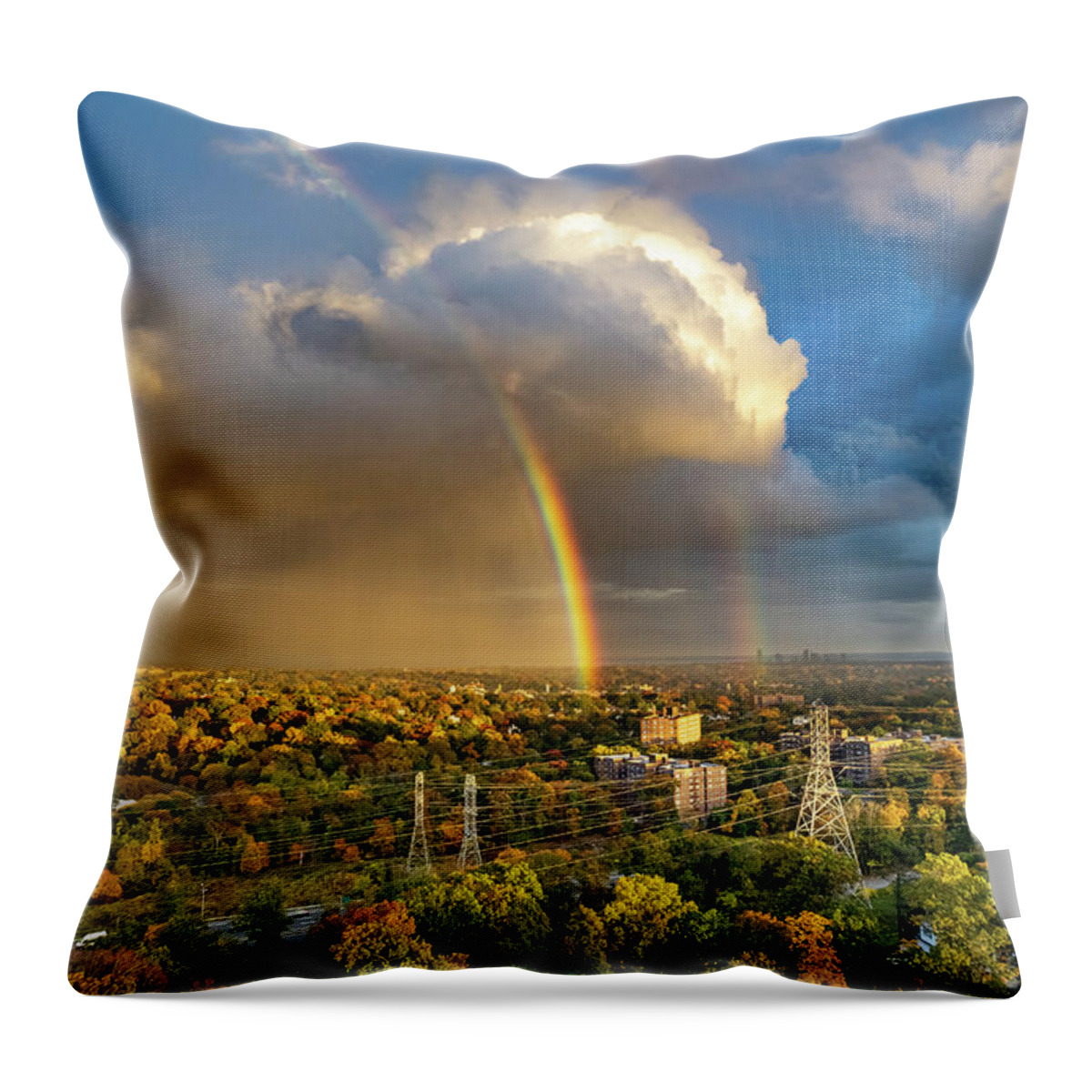 Bronxville Throw Pillow featuring the photograph Autumn Rainbow by Kevin Suttlehan