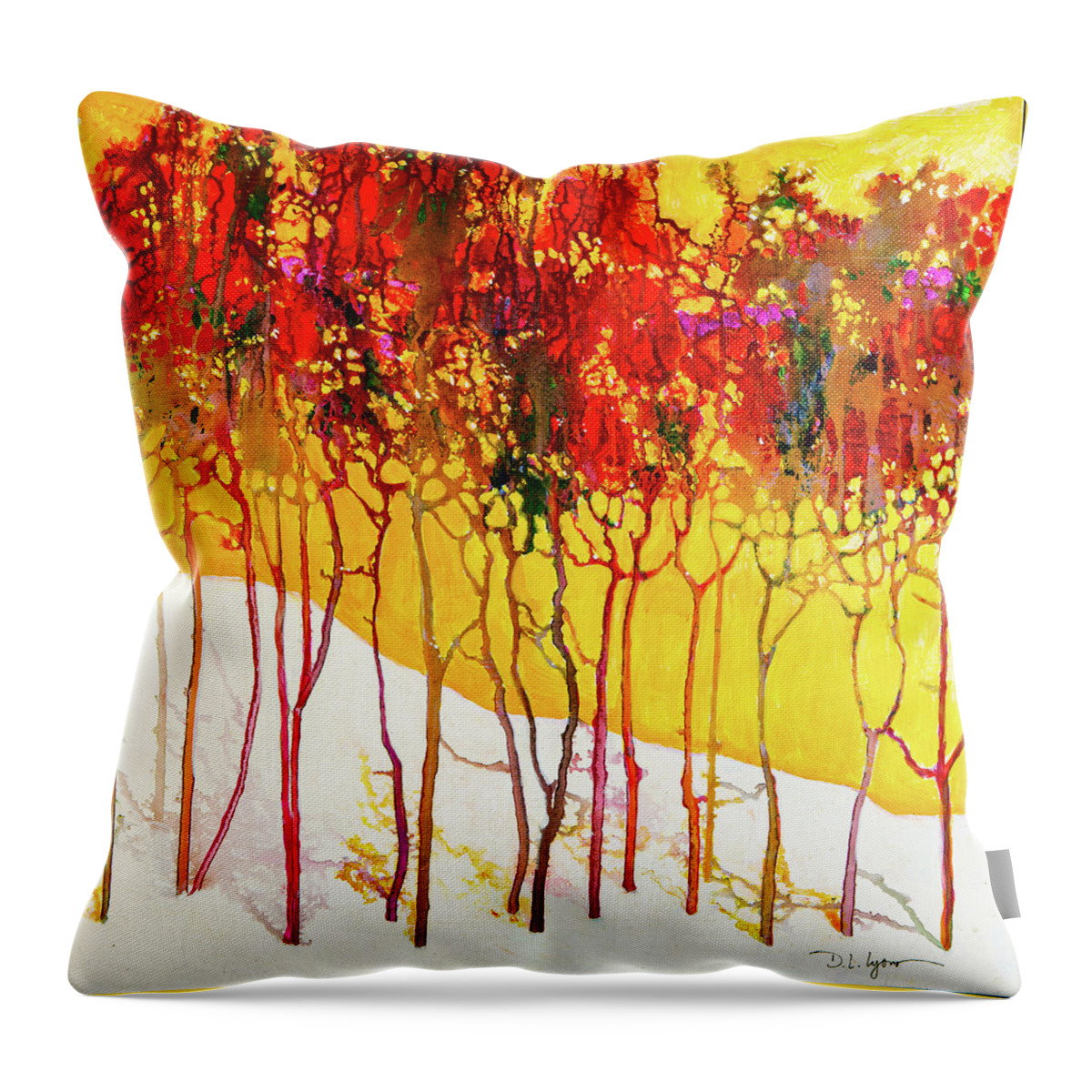 Abstract Throw Pillow featuring the digital art Autumns Last Mosaic - Abstract Contemporary Acrylic Painting by Sambel Pedes
