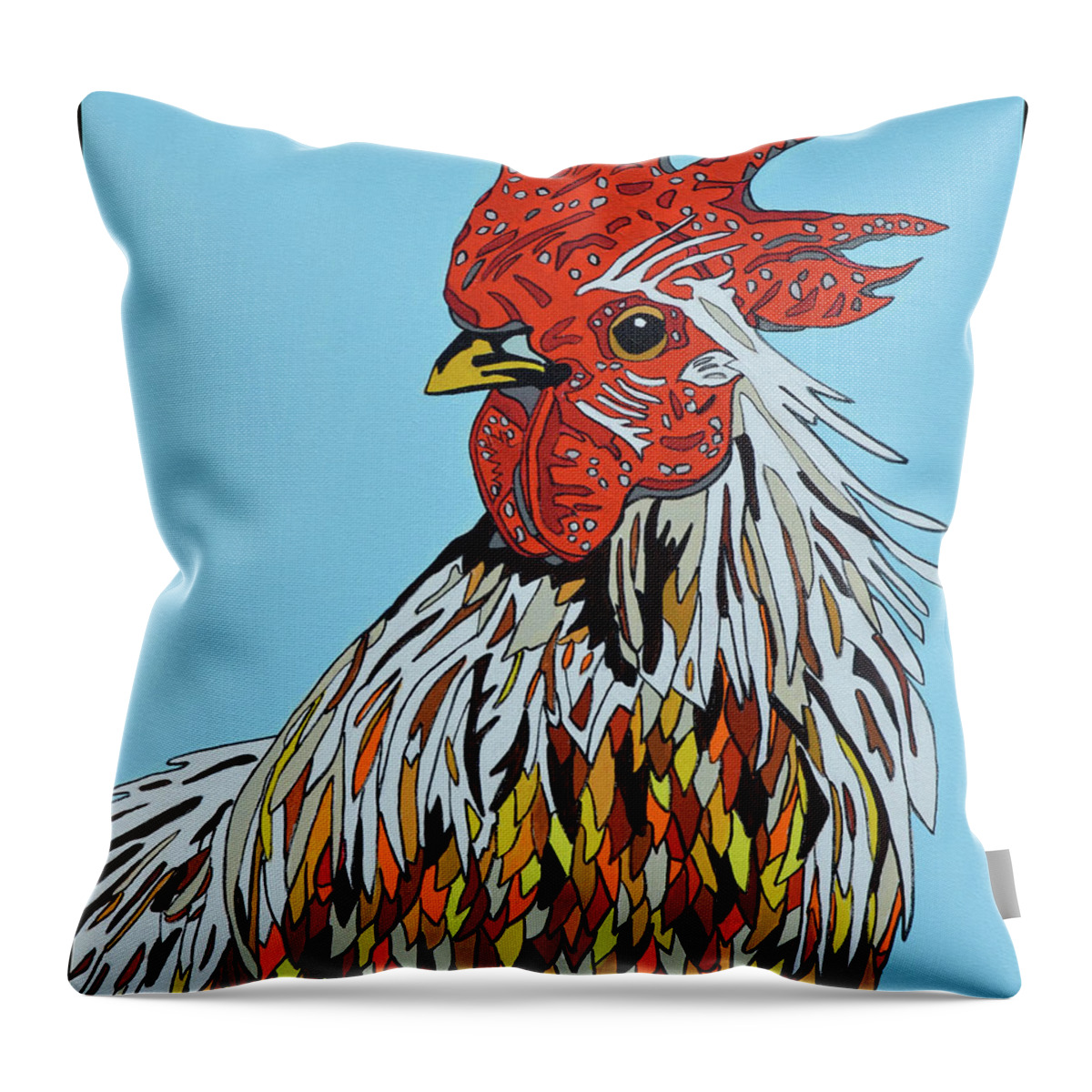 Rooster Chickens Farm Animals Birds Throw Pillow featuring the painting Autumnus by Mike Stanko