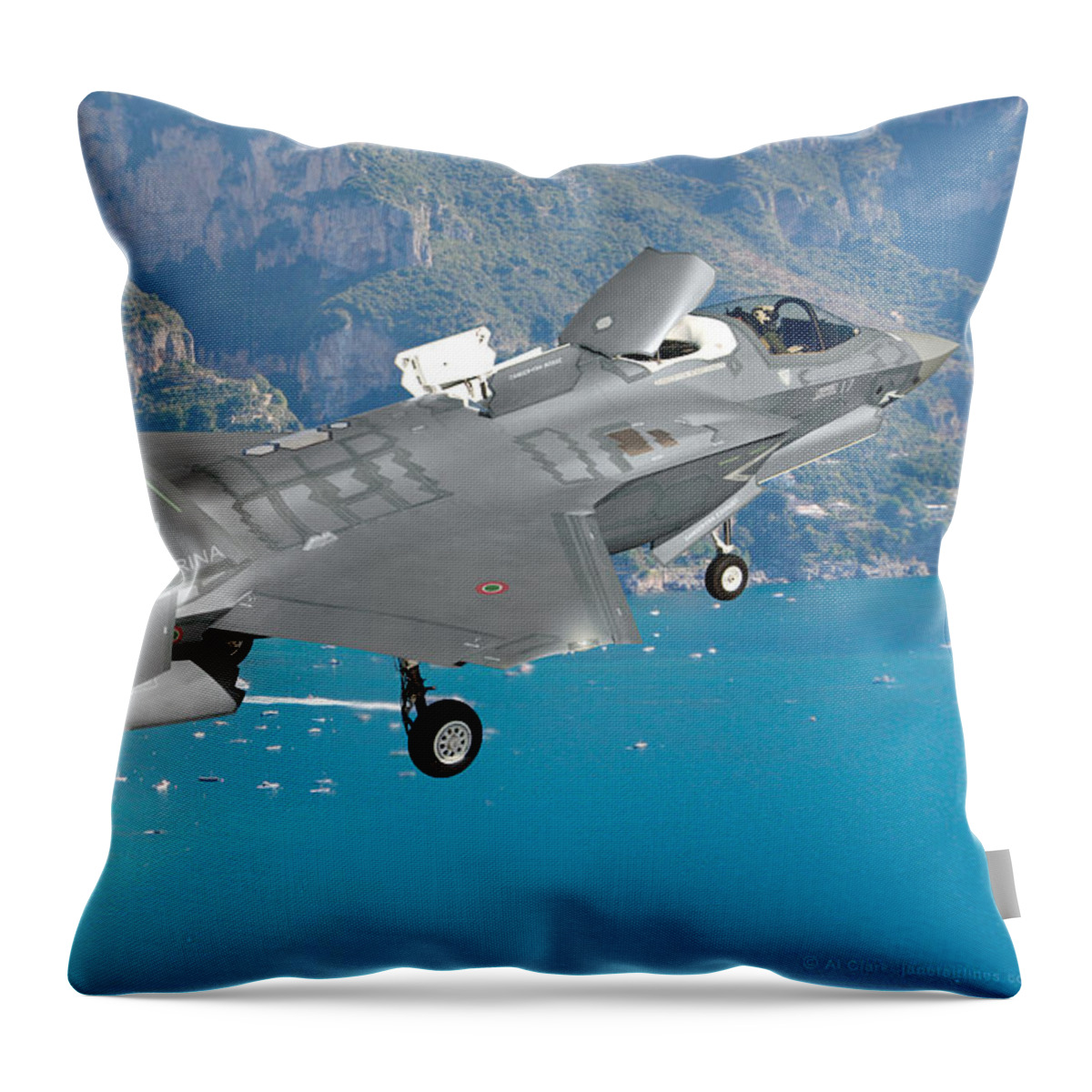 Lightning Throw Pillow featuring the digital art Aviazione Navale F-35B by Custom Aviation Art