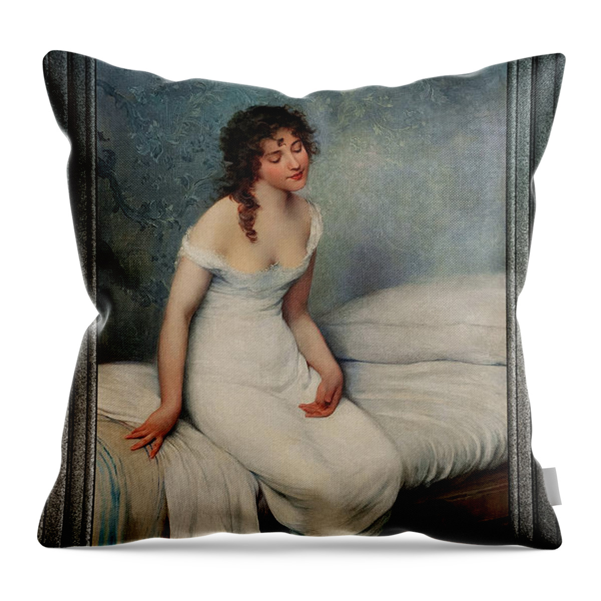 Awakening Throw Pillow featuring the painting Awakening by Eugene de Blaas Old Masters Reproduction by Rolando Burbon