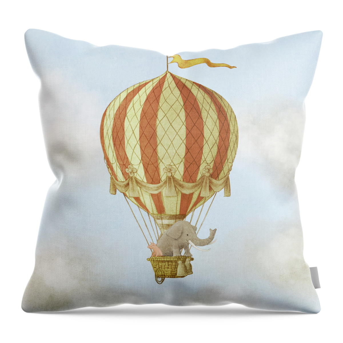 Balloon Throw Pillow featuring the drawing Away From It All by Eric Fan