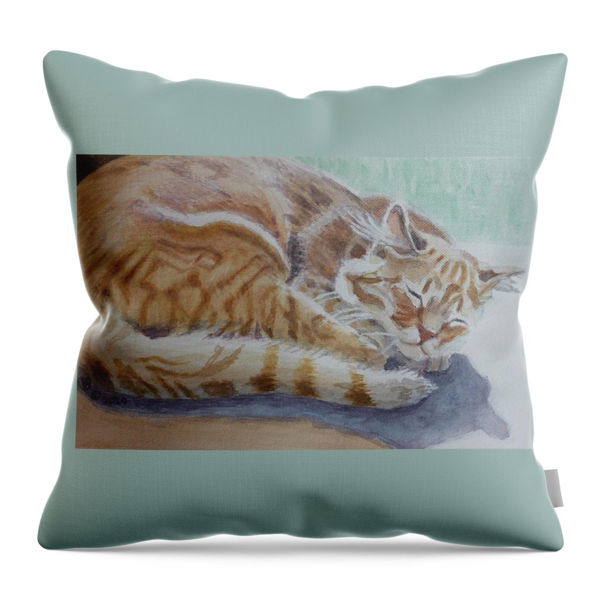 Cat Throw Pillow featuring the painting Awimaweh by Vera Smith