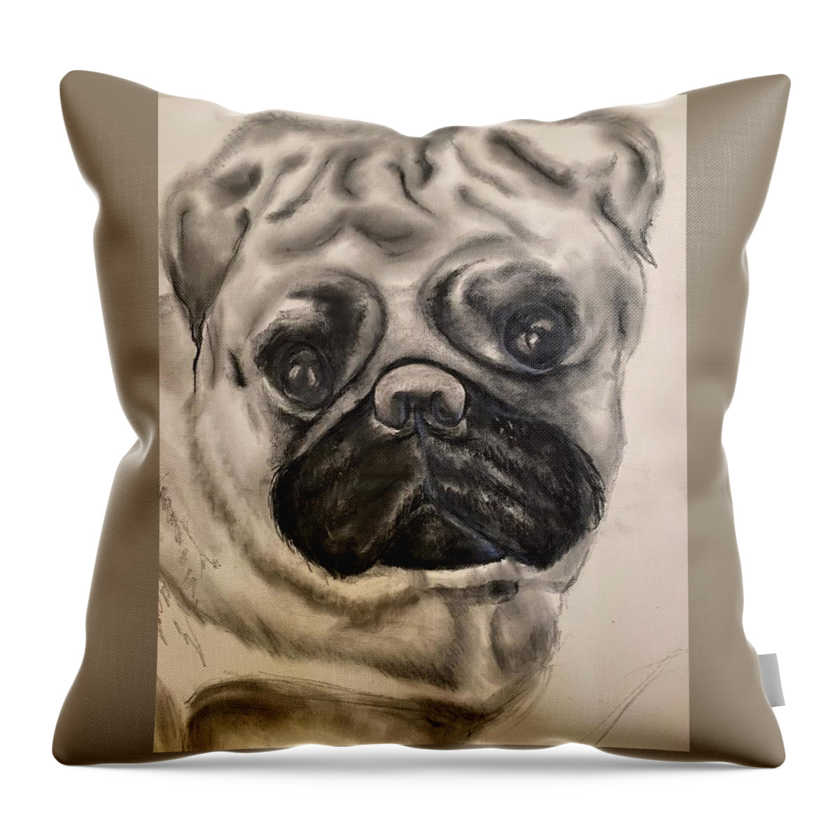  Throw Pillow featuring the drawing Ayden by Angie ONeal