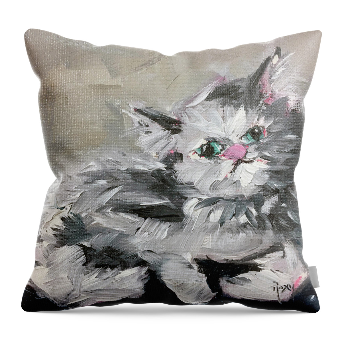 Pet Throw Pillow featuring the painting Babe Persian Cat by Roxy Rich