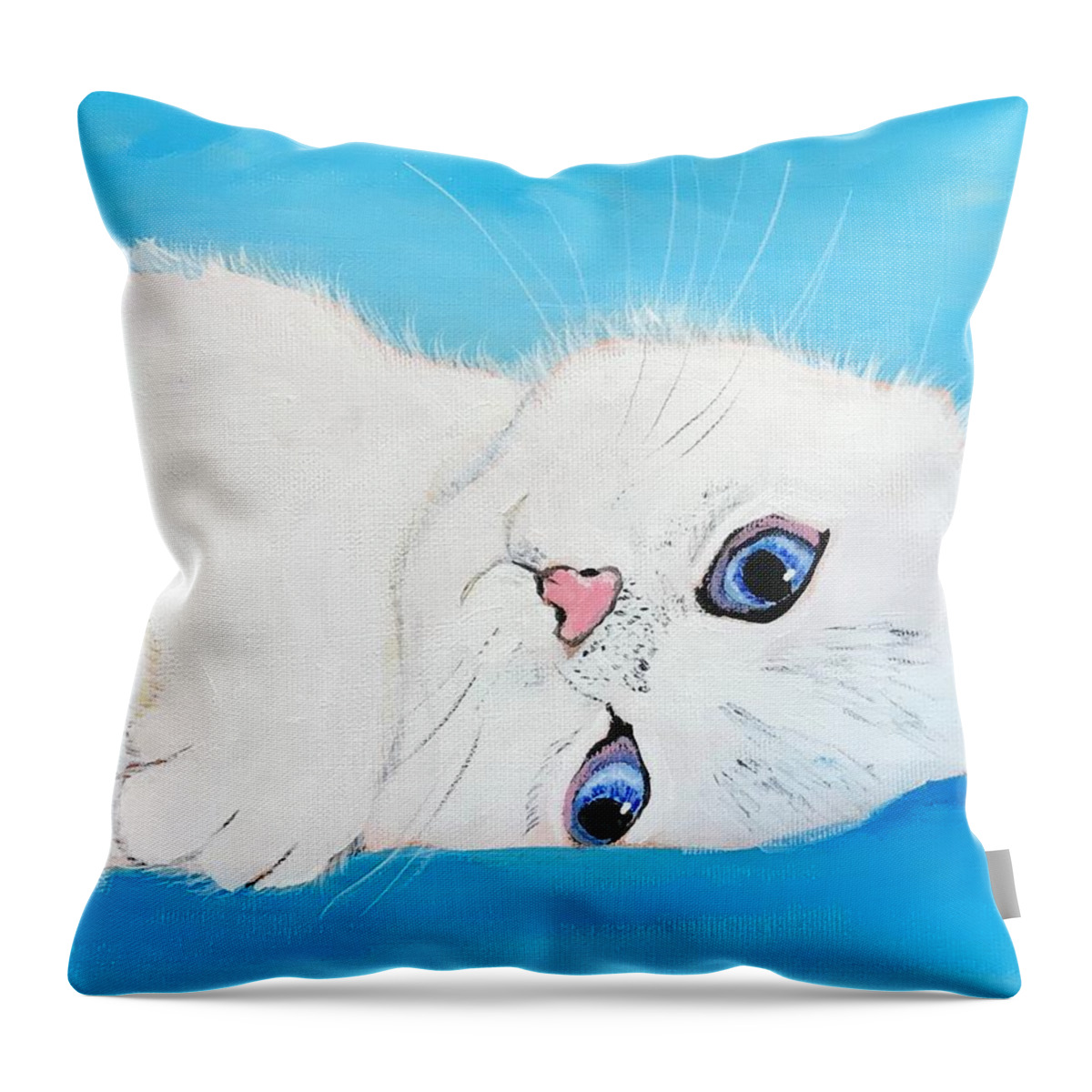 Pets Throw Pillow featuring the painting Baby Blue Eyes by Kathie Camara