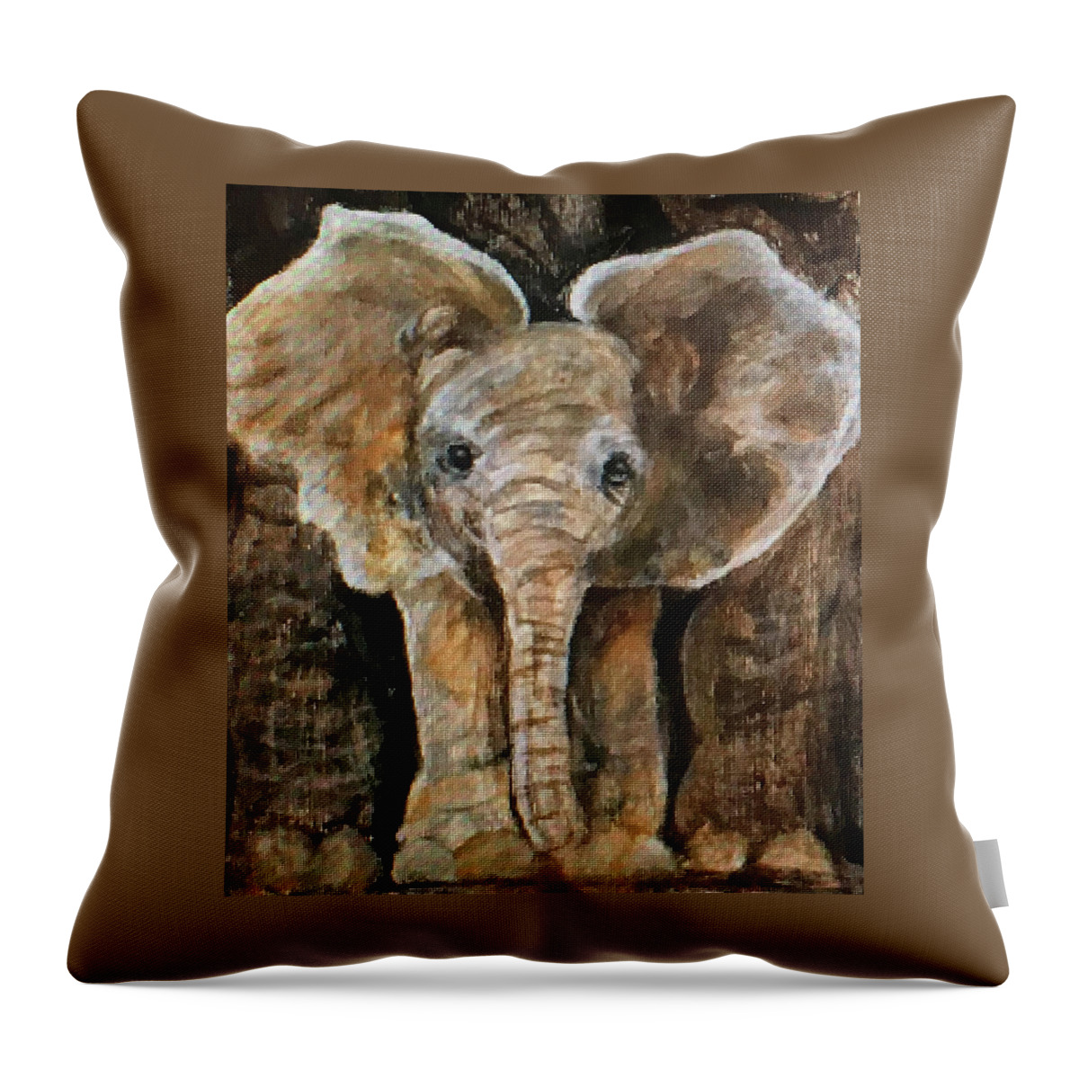 Art Throw Pillow featuring the painting Baby Elephant by Tammy Pool