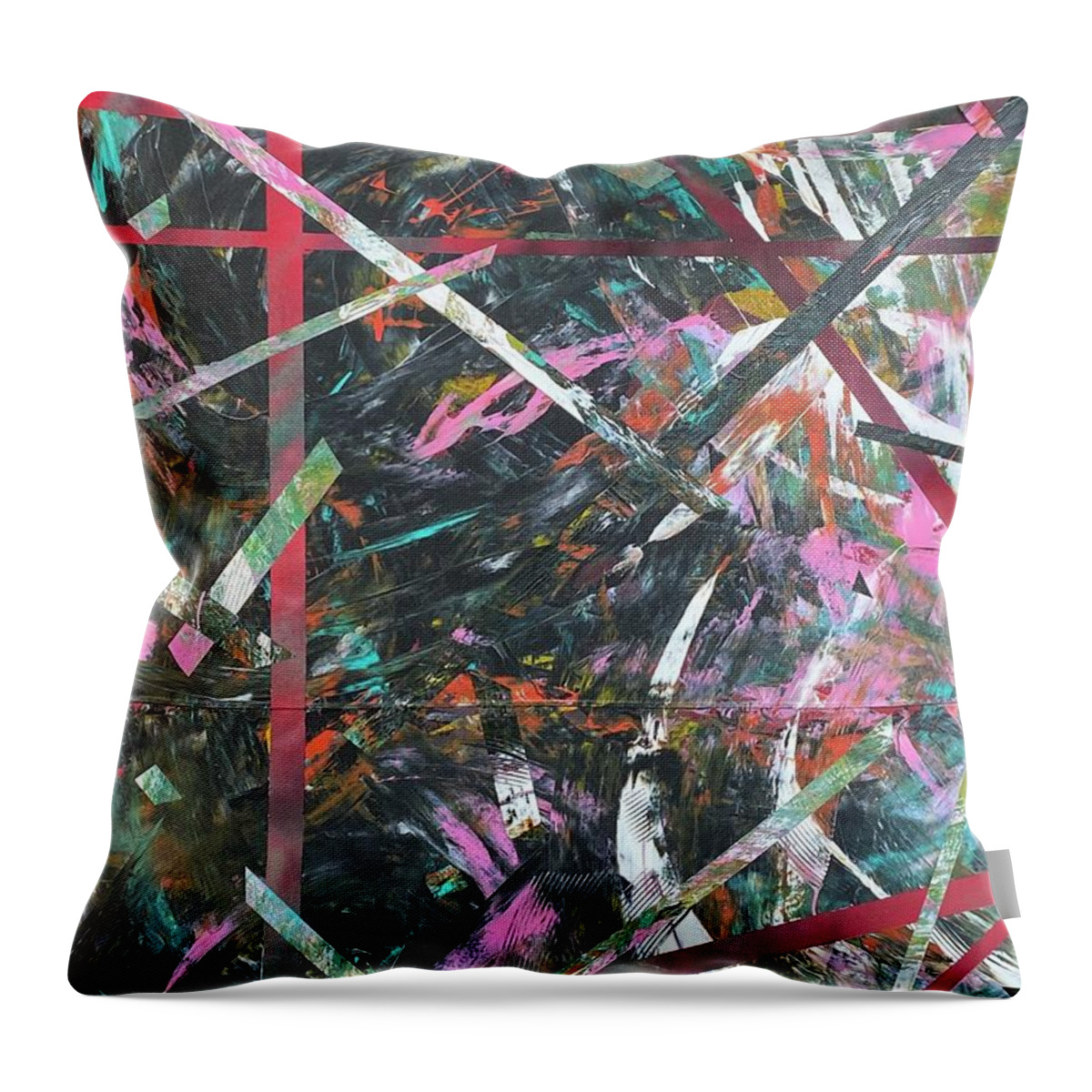 Abstract Expression Throw Pillow featuring the mixed media Back To One by Julius Hannah