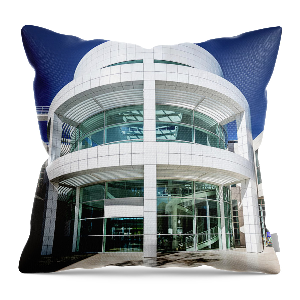 Backside Throw Pillow featuring the photograph Backside of the Getty's Museum Entrance by David Levin