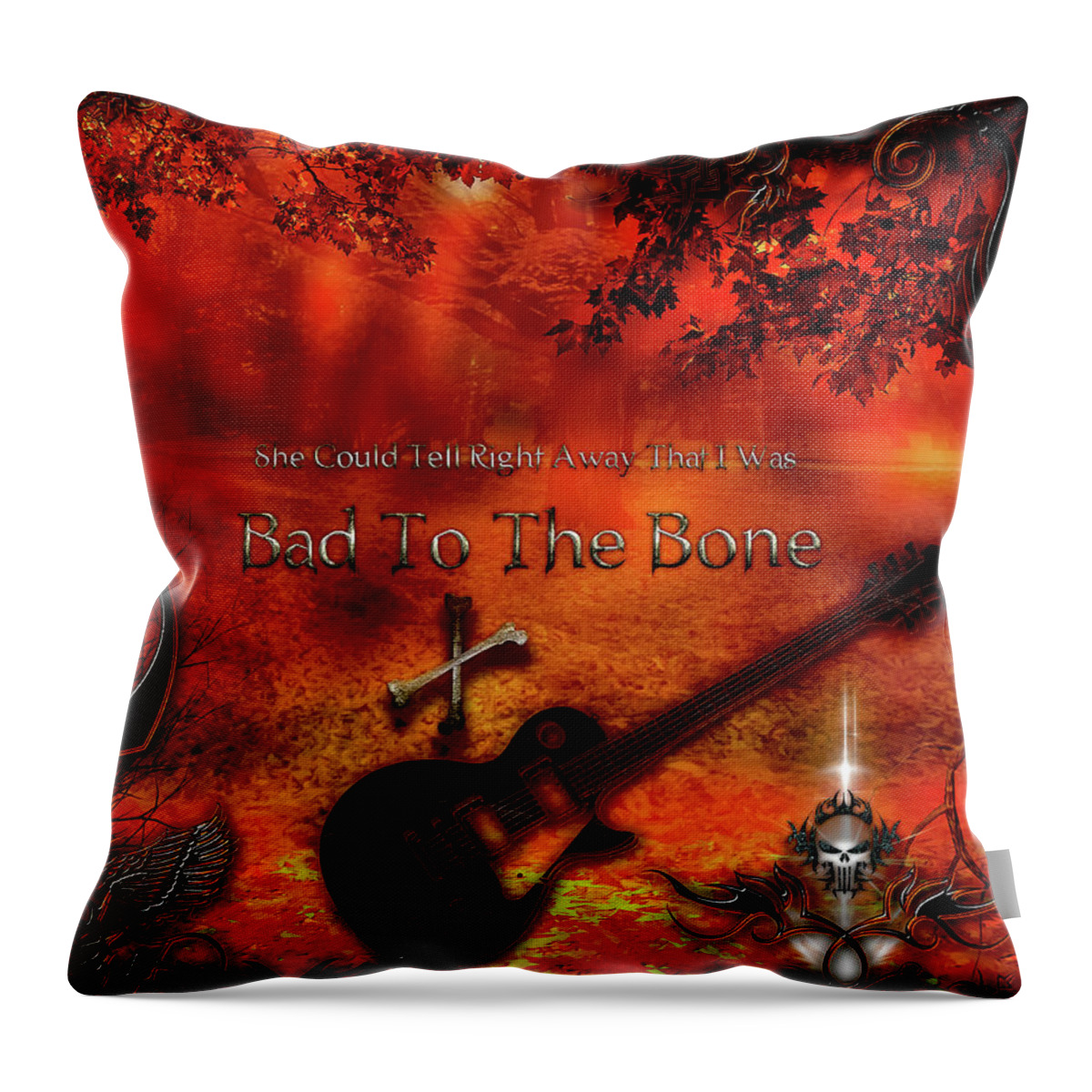 Bad To The Bone Throw Pillow featuring the digital art Bad To The Bone by Michael Damiani