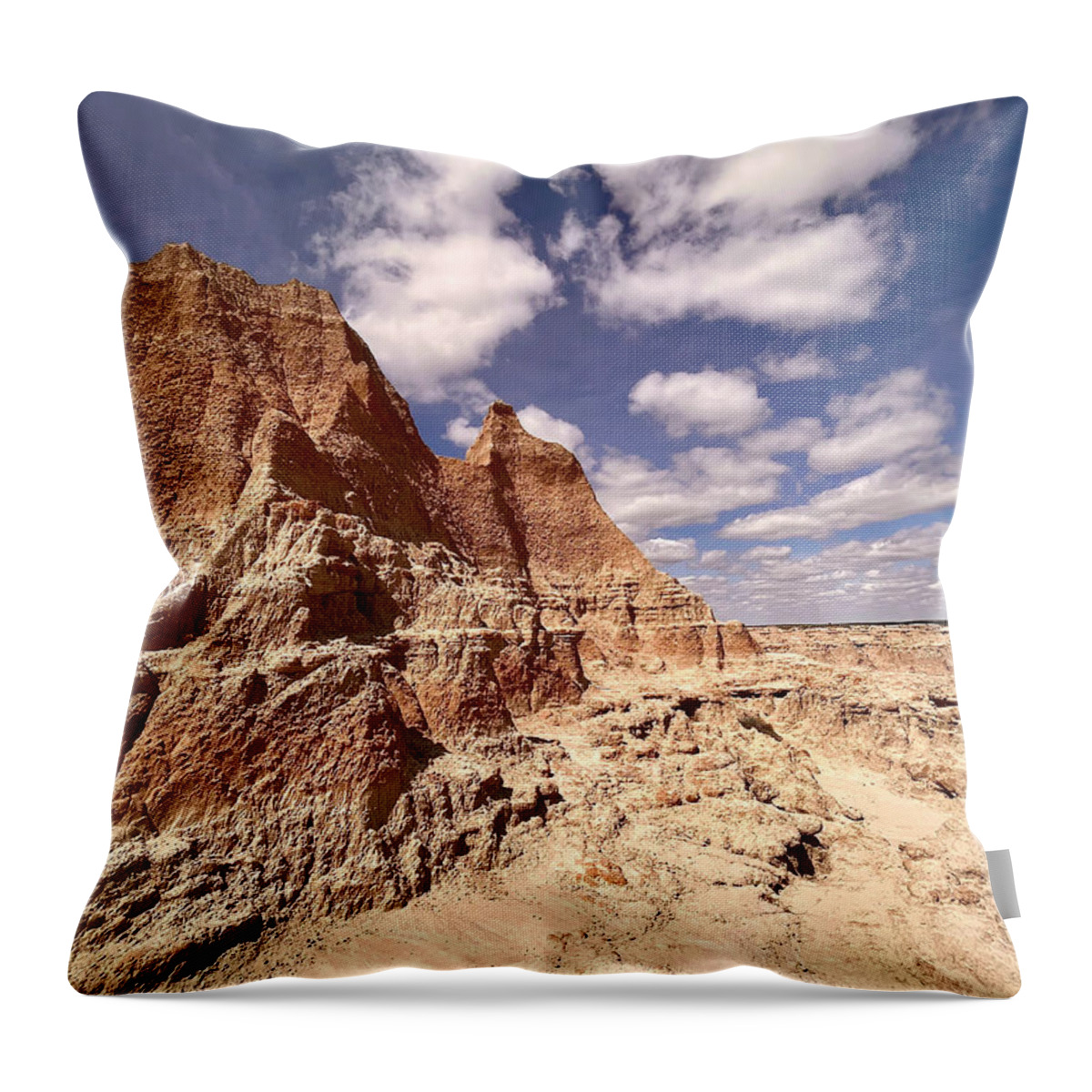 Badlands Throw Pillow featuring the photograph Badlands by Carolyn Mickulas