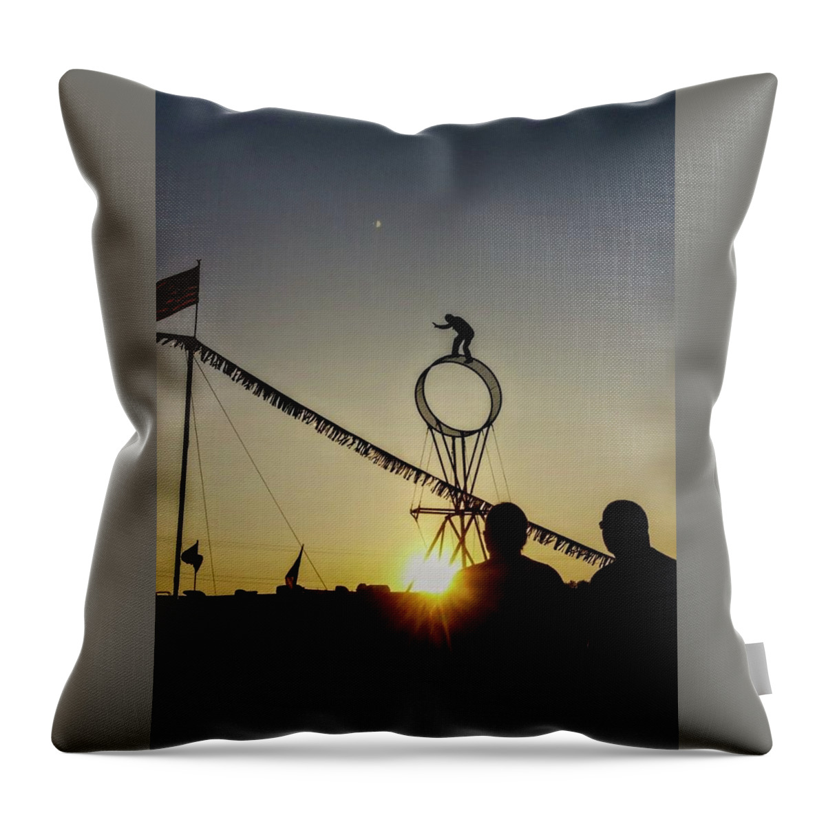 Carnival Throw Pillow featuring the photograph Balance in the sunset by Shalane Poole