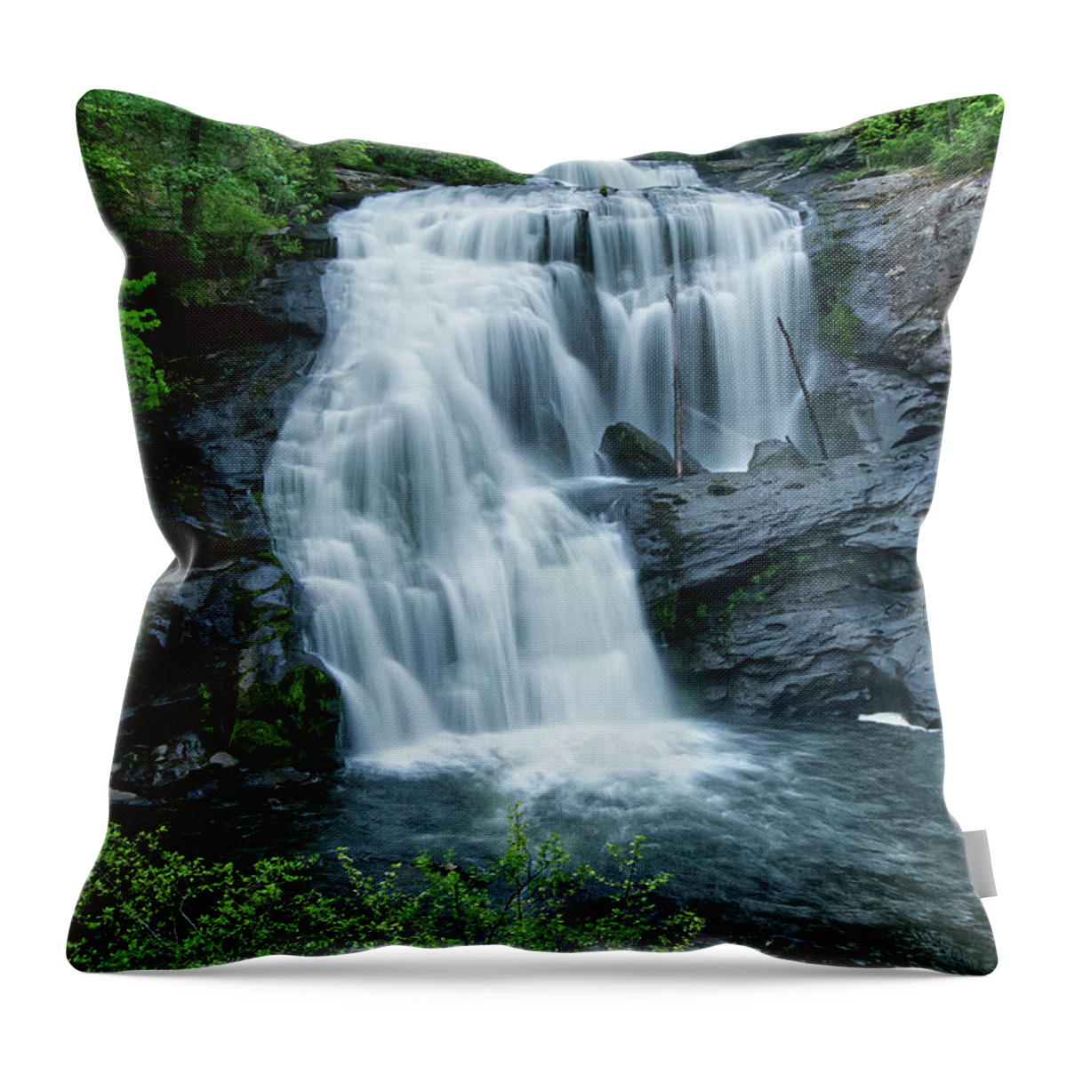 Cherokee National Forest Throw Pillow featuring the photograph Bald River Falls 41 by Phil Perkins