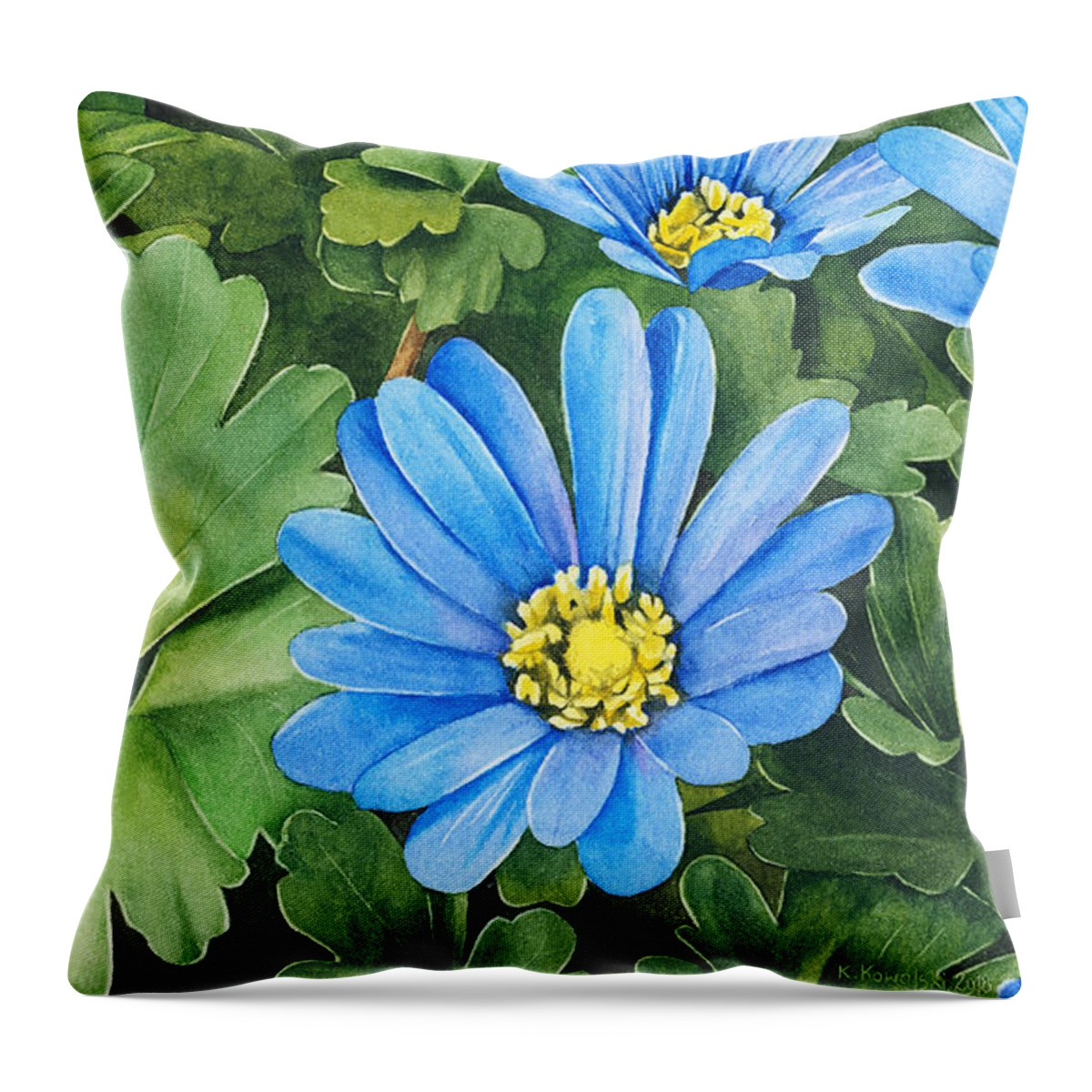 Anemone Throw Pillow featuring the painting Balkan Anemone by Espero Art