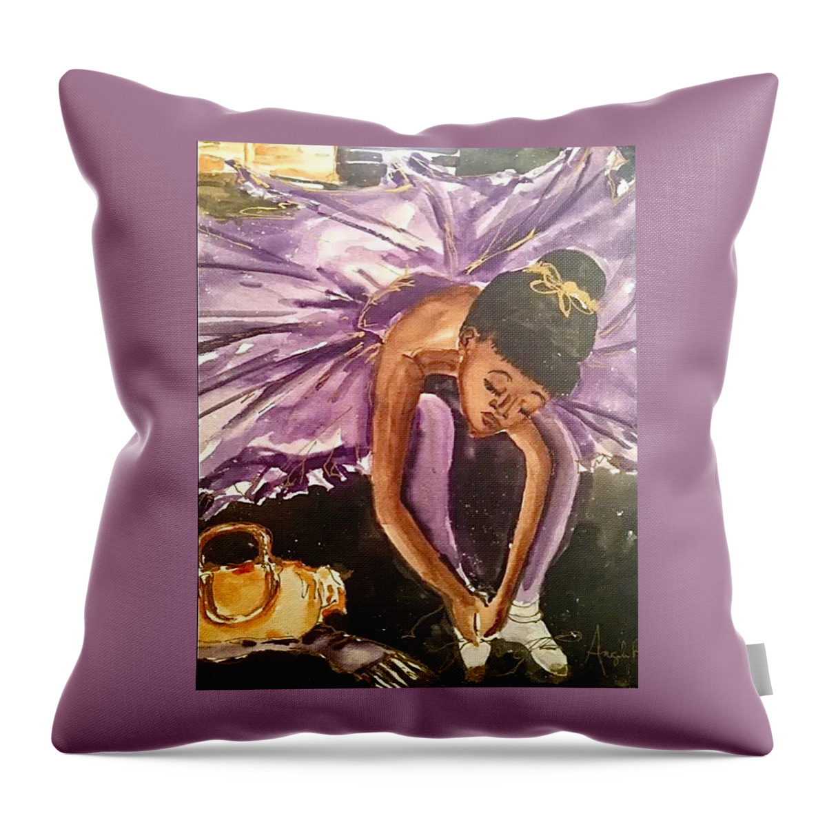  Throw Pillow featuring the painting Ballerina Girl by Angie ONeal