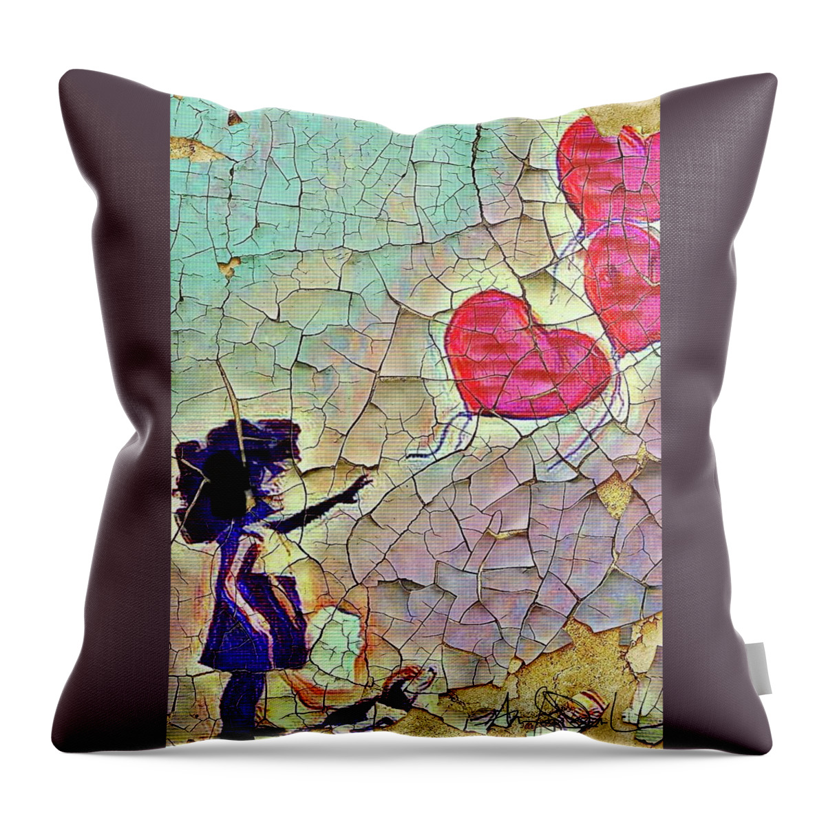  Throw Pillow featuring the mixed media Balloons by Angie ONeal