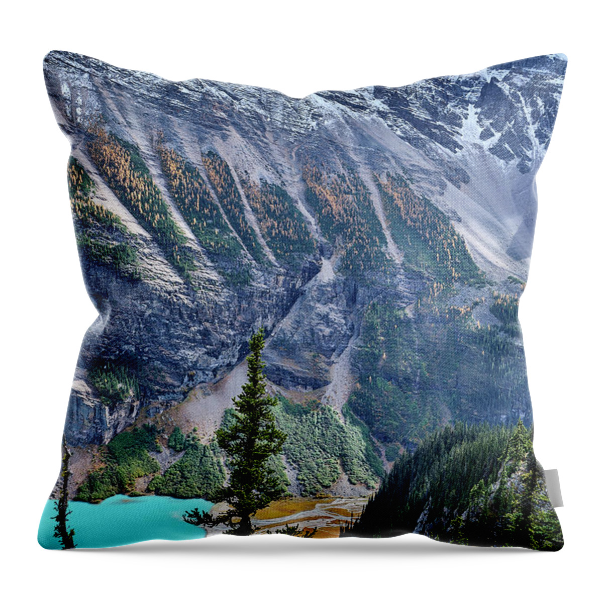 Banff Throw Pillow featuring the photograph Banff Lake Louise Puzzle by Carl Marceau