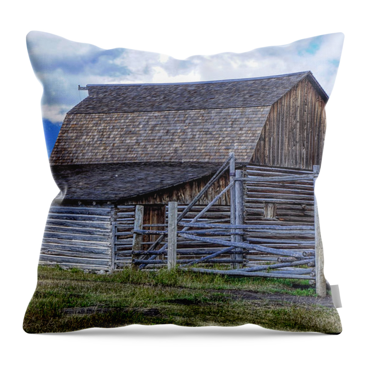 Grand Teton National Park Throw Pillow featuring the photograph Barn on Mormon Row 1223 by Cathy Anderson